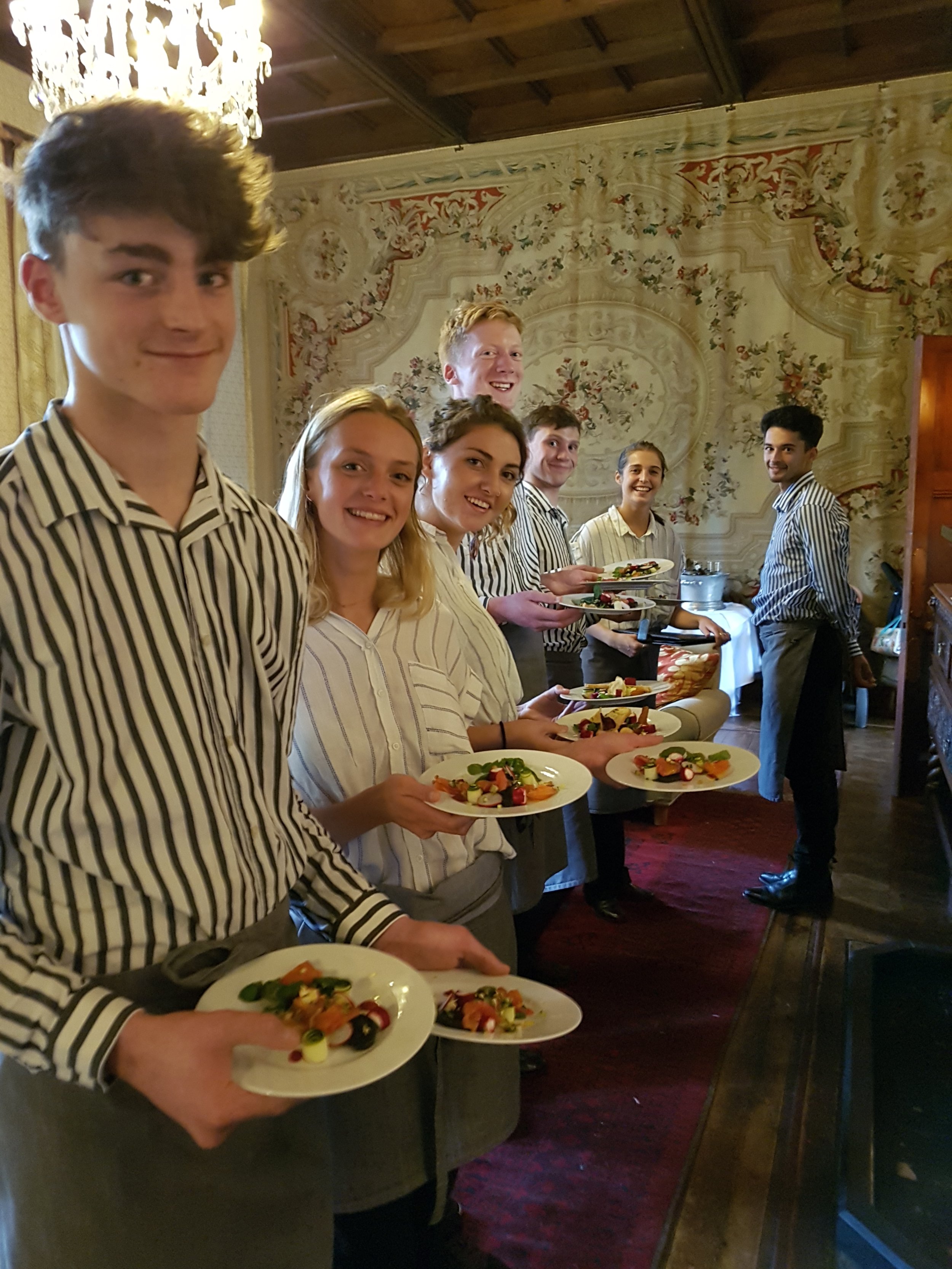  Front of house team waiting for the nod to started sending starters at Huntsham Court. 