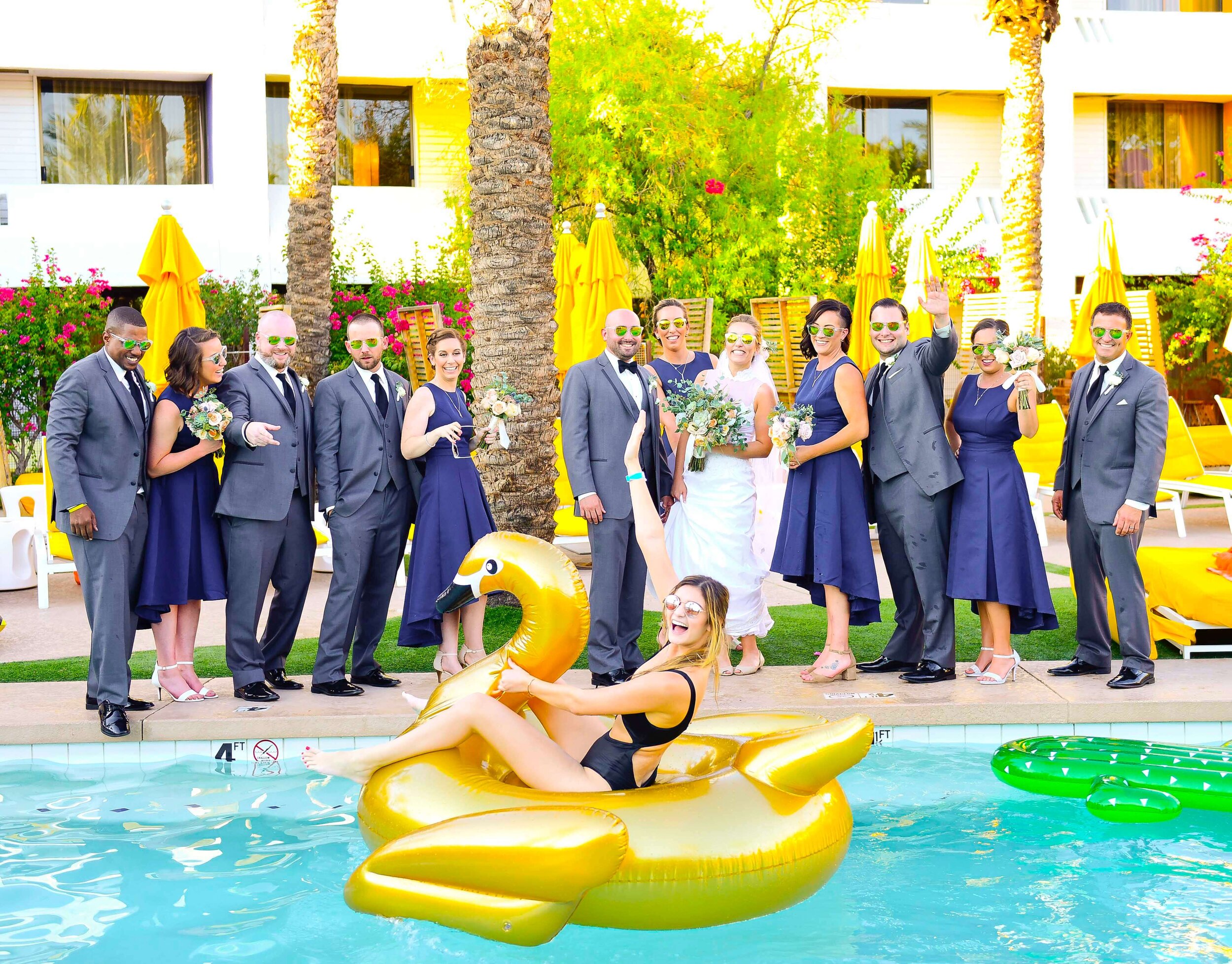 Wedding bridal party photo at The Saguaro Scottsdale in Scottsdale, Arizona