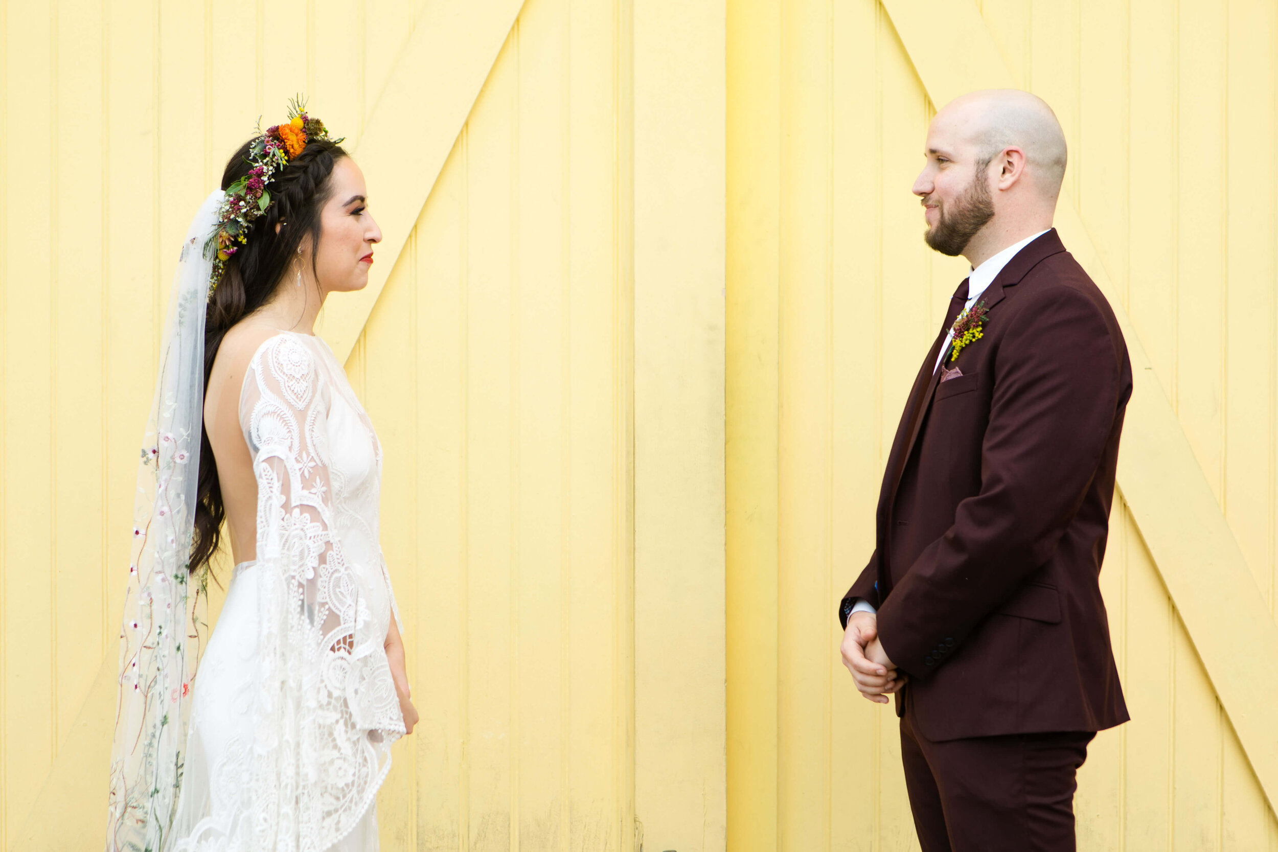 Bride and groom portrait at Heritage Square in Phoenix, Arizona