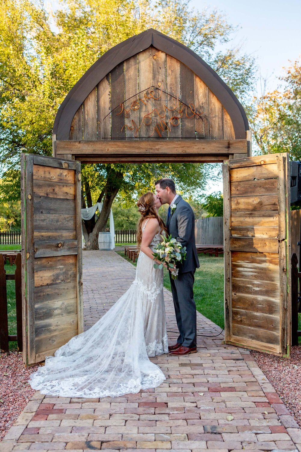 Bride and groom at The Barn at UVX Rustic Ranch in Cottonwood, Arizona