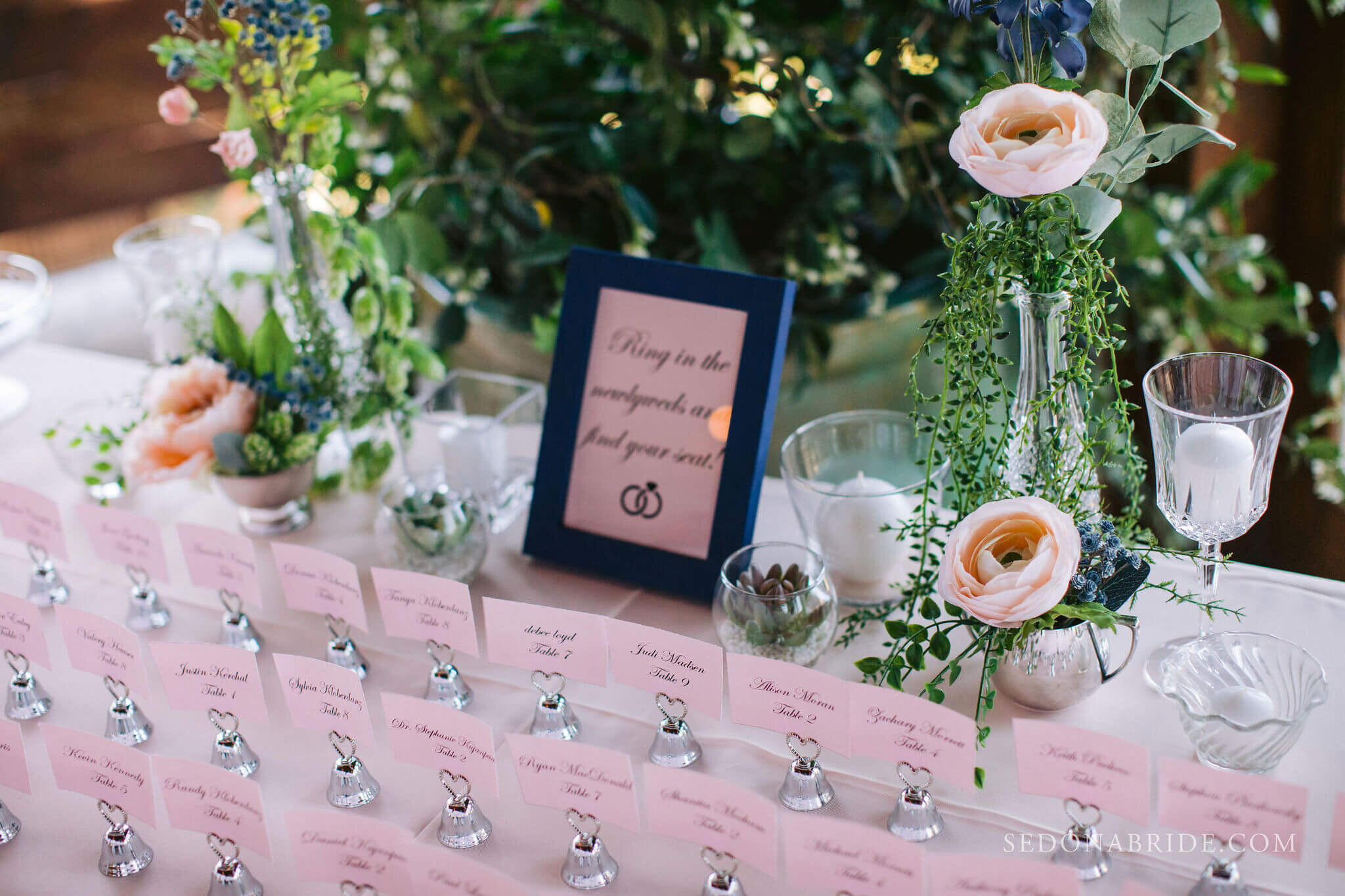 Wedding escort cards at Agave of Sedona, Arizona