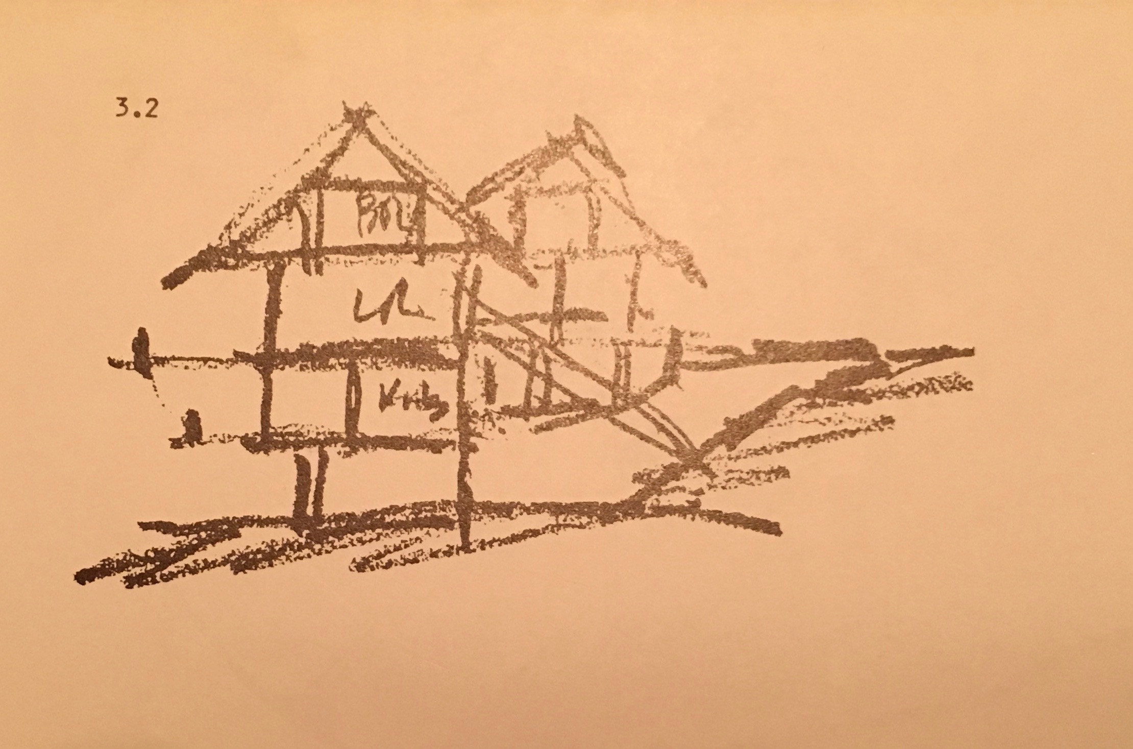 When my Dad moved our family to Laguna Beach and bought a lot in a gully with a water course running through it, he told Lamont Langworthy he could design the house however he wanted as long as he used roof trusses. Lamont and my Dad came up with the attic truss for the top floor and master bedroom area.