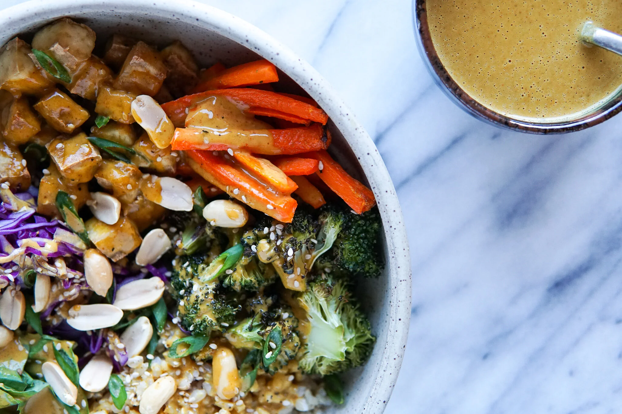 Rainbow Rice Bowls with Spicy Curry Peanut Sauce — Natalie Cooks
