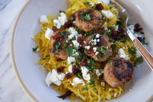 Turkey Cranberry Meatballs with Spaghetti Squash