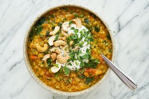 Spiced Tomato Lentil + Rice Soup