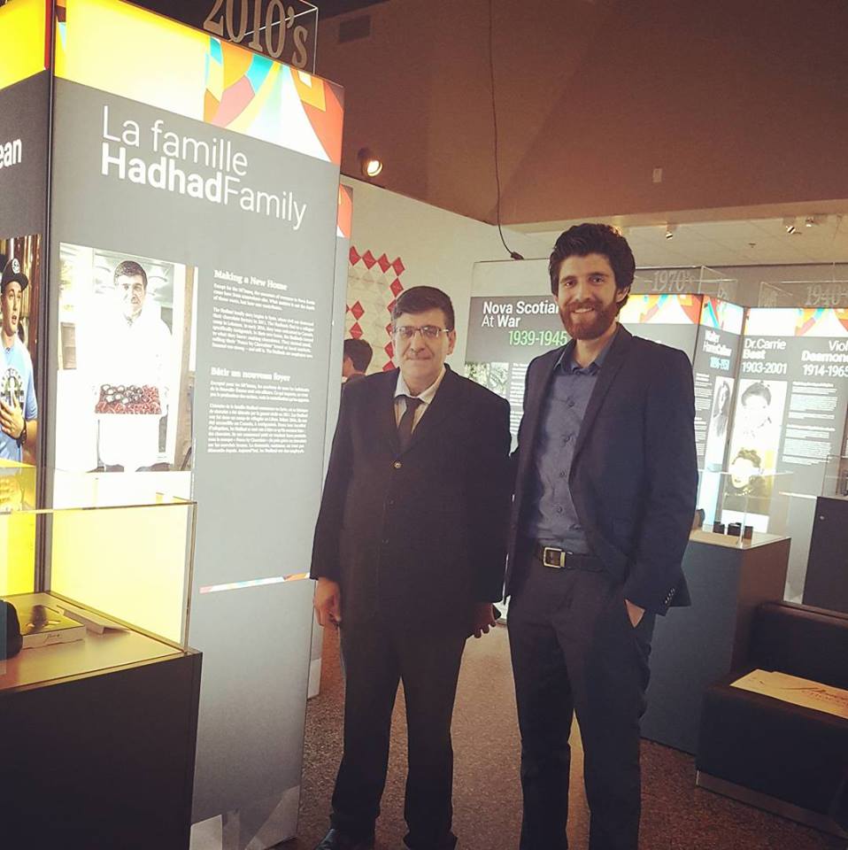 Isam Hadhad and Tareq Hadhad with the family portfolio at Nova Scotia Museum celebrating the opening of the Vanguard: 150 years of Remarkable NOVA SCOTIANS