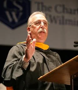 Mr. Satalino, chair of the Math department at Charter delivers a speech at the graduation of the Class of 2016. Photo courtesy of Lucy Zuo.