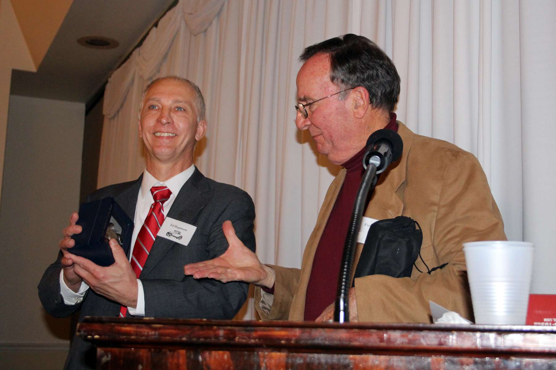   Outgoing President Ed Hoganson with incoming President Fred Burk  