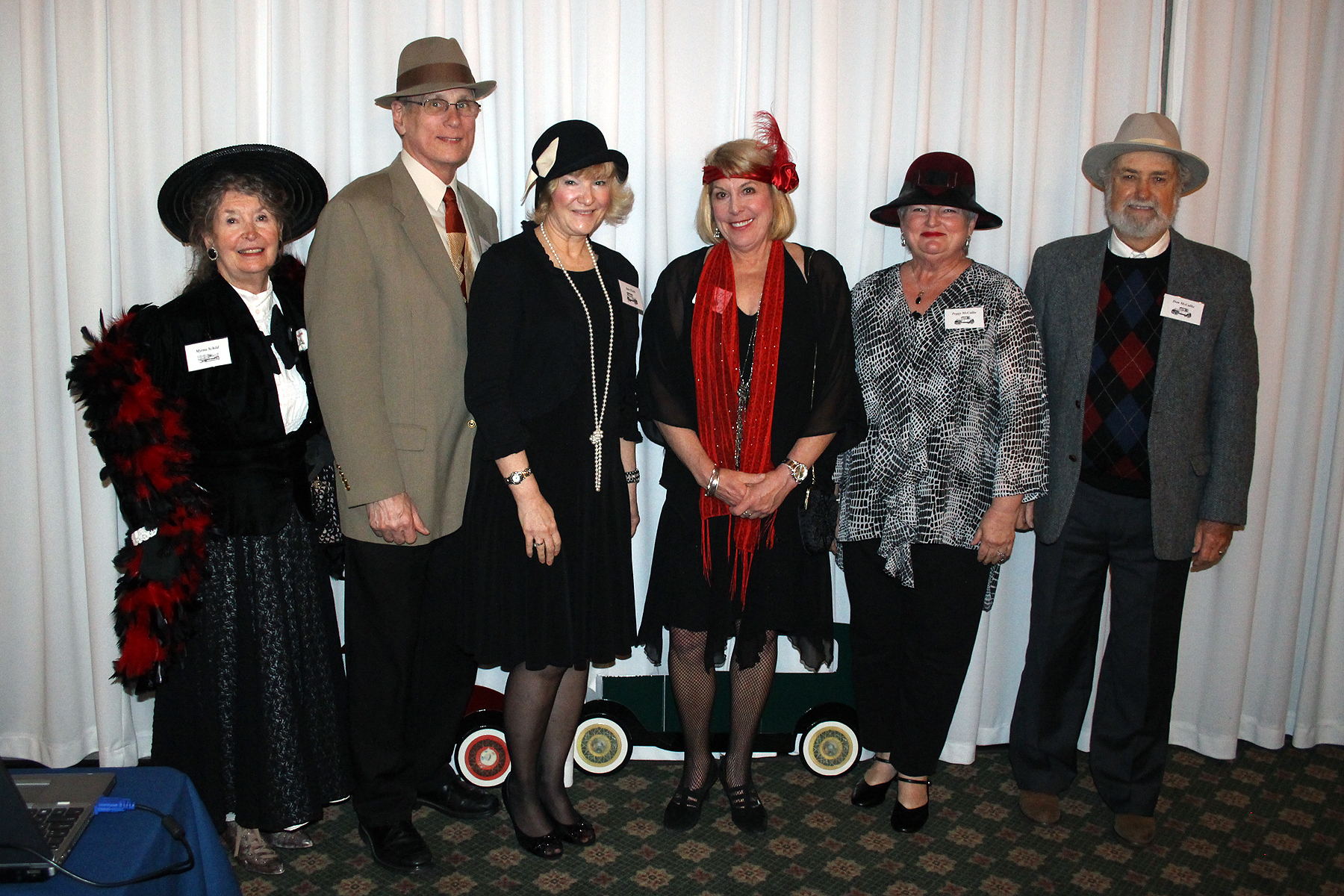   Era fashionistas: Myrna Schild, Gene Roehl, Jane Roehl, Nancy Yates, Peggy McCallie and Don McCallie  