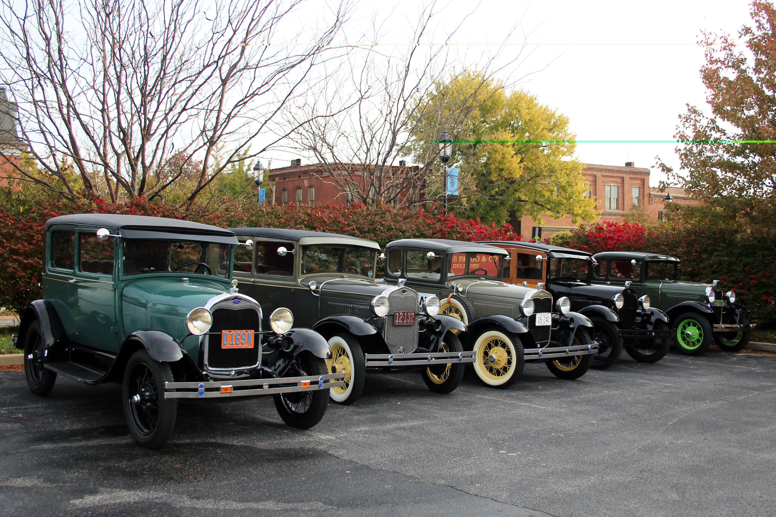   Five of the Model A's in front of Sqwires  