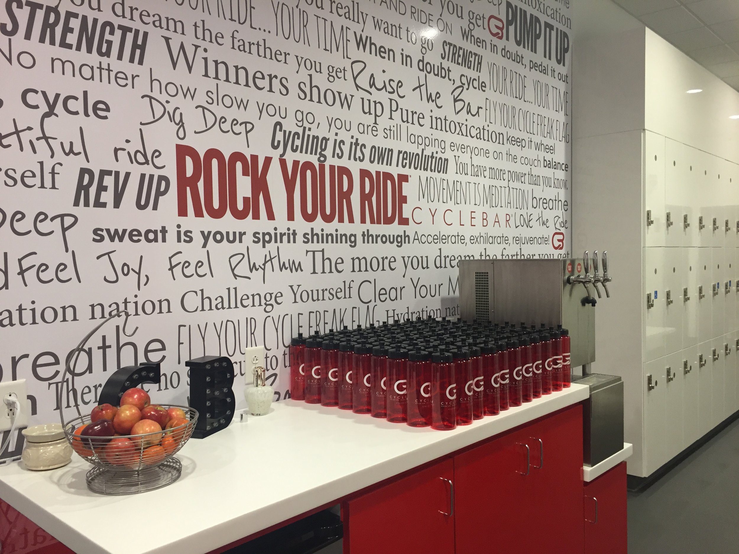Water station along with fruit to grab on the go!