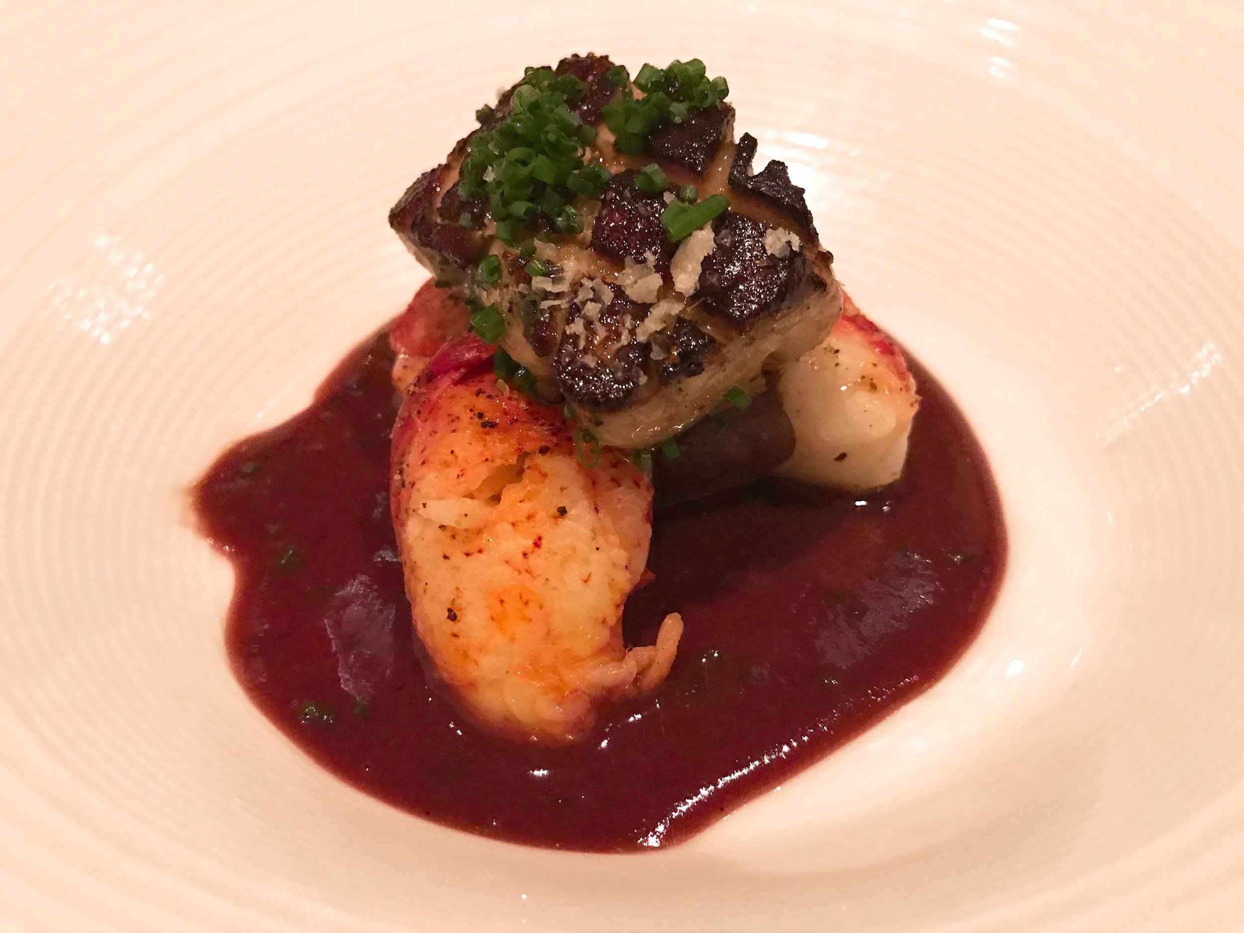 Five-Spiced Lobster : Port-Poached Figs and Moulard Duck Foie Gras