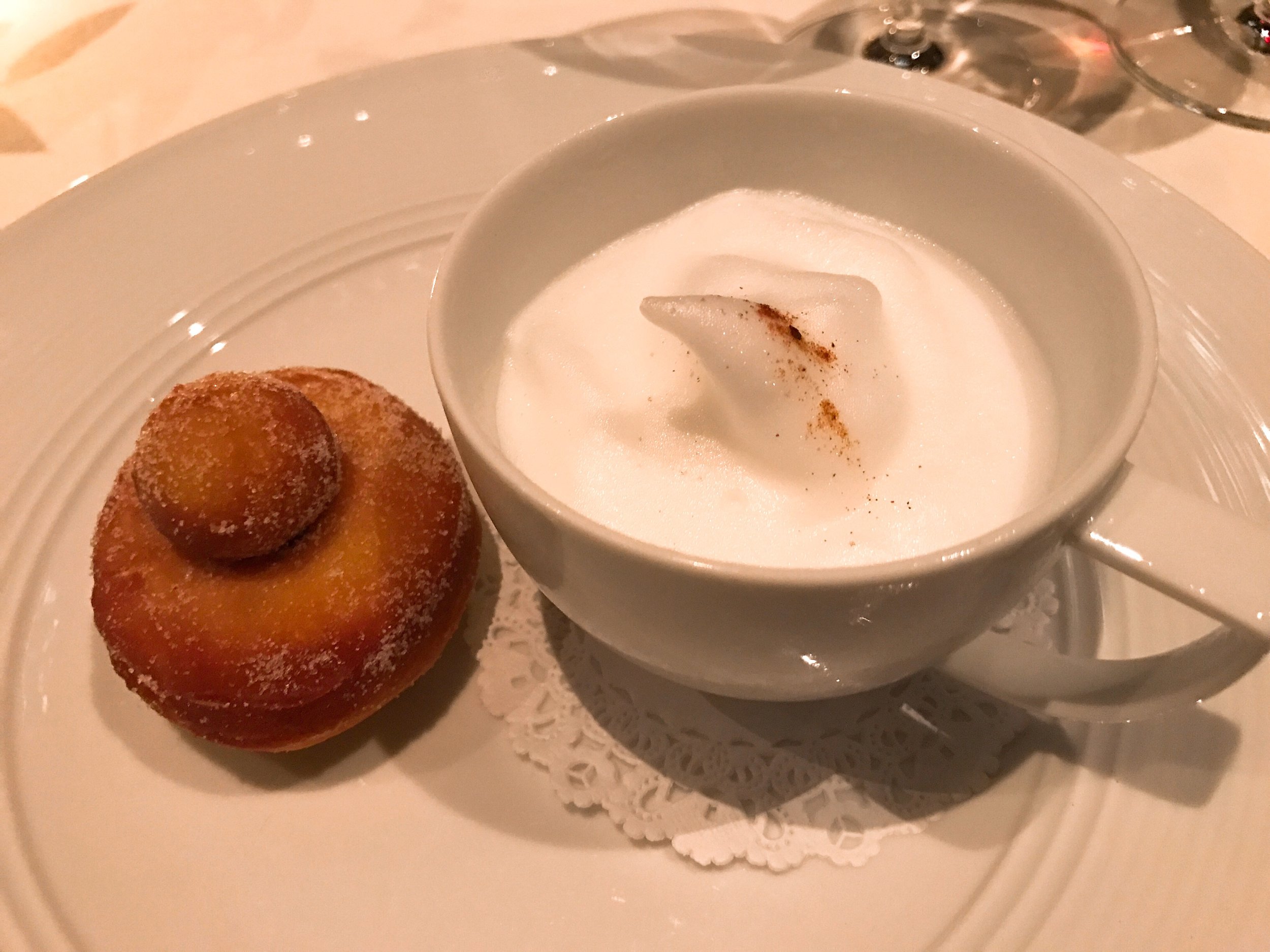 " Coffee and Donuts" : Cappuccino Semifreddo with Cinnamon-Sugar Donuts