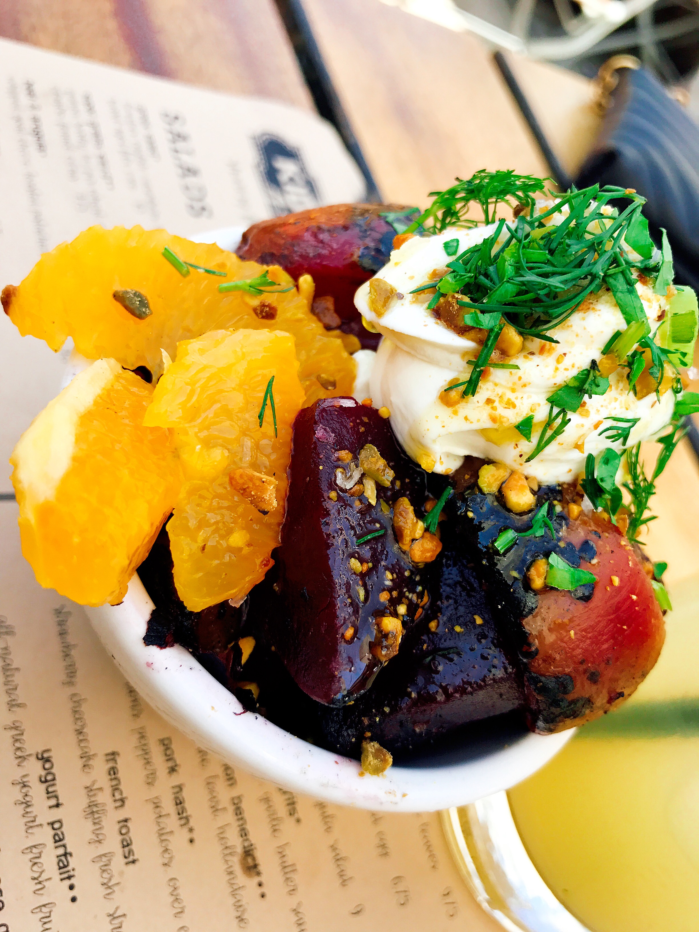 Beets: Whipped Goat Cheese and Toasted Pistachios