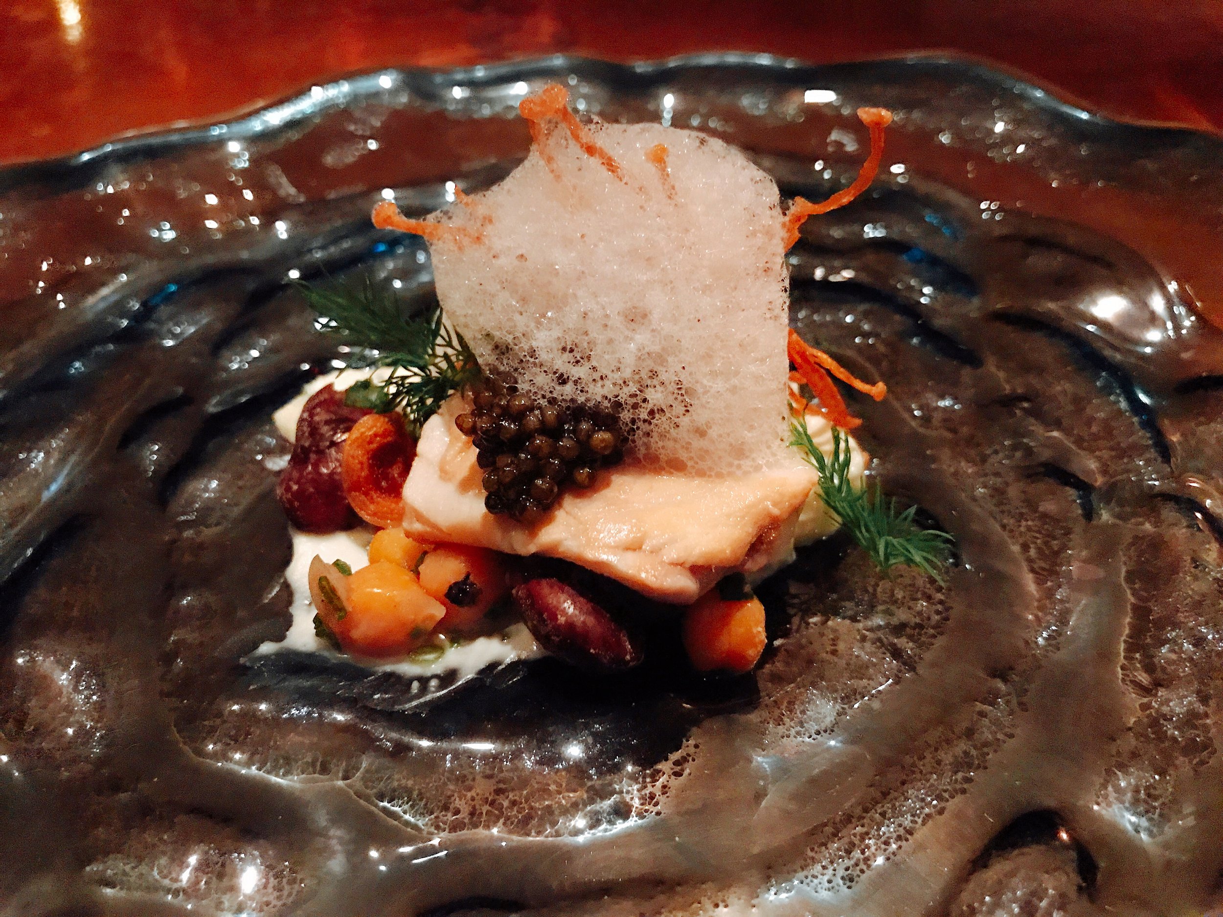 Pisam Coques (193)- Smoked Marscarpone, Beans, Striped Bass