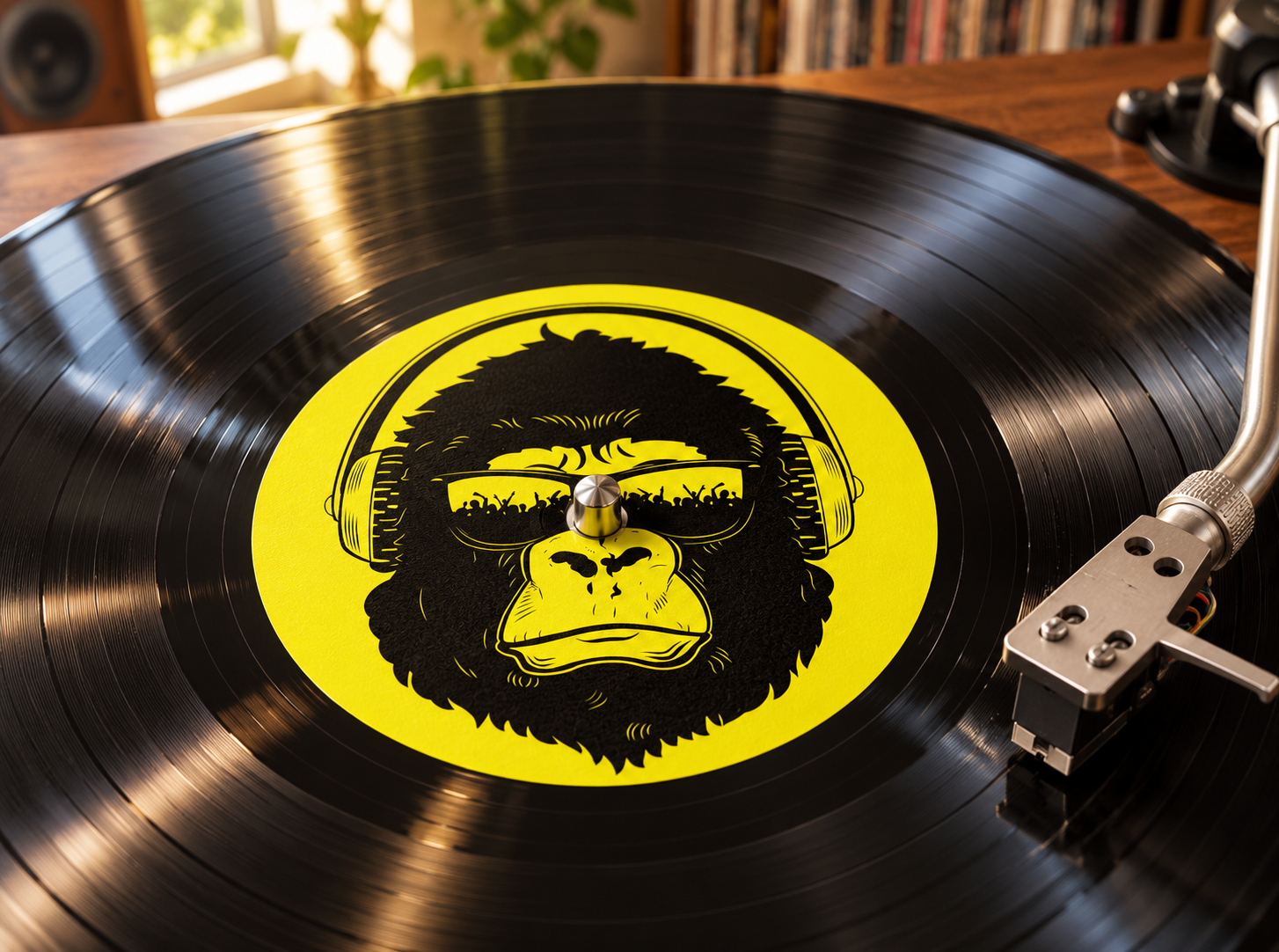 Yellow gorilla vinyl on a turntable.png
