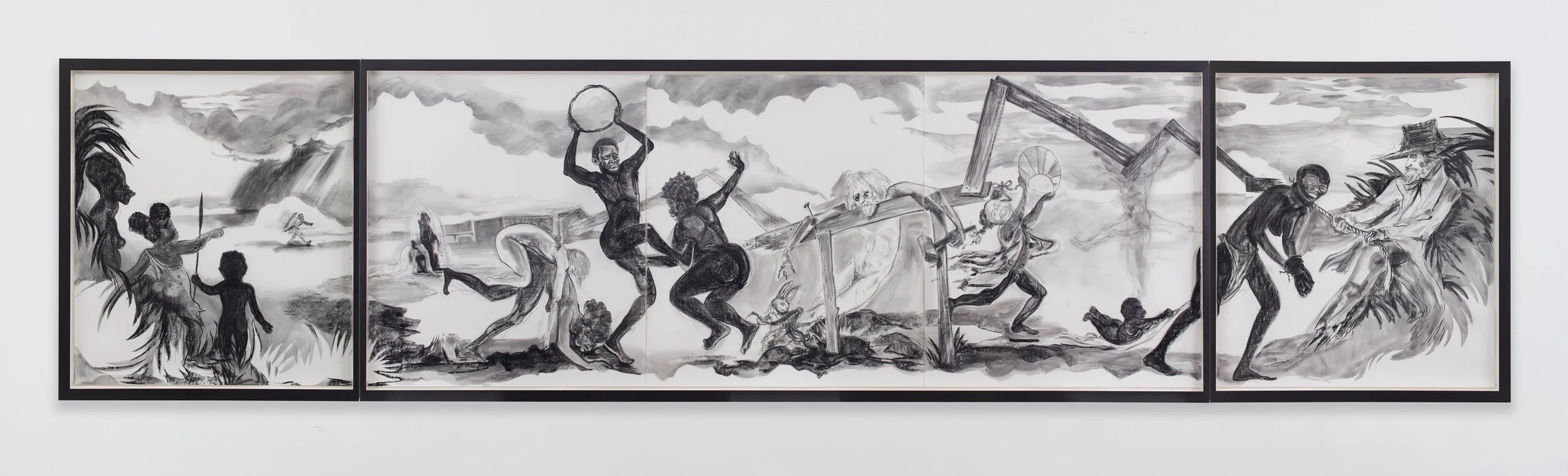 Easter Parade in the Old Country , 2016. Kara Walker (American, born 1969). Graphite lumber marker and charcoal on paper; 170.2 x 765.2 cm. © Kara Walker, courtesy of Sikkema Jenkins & Co., New York.