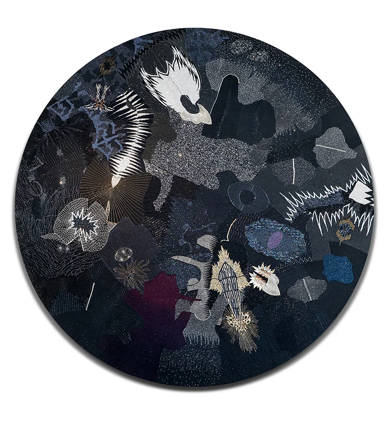Nick Cave, Constellation , 2006, mixed media including beaded and sequined garments, fabric, and wood, 192 x 192 inches, Inventory #NC07.004, ©Nick Cave. Photo by James Prinz Photography. Courtesy of the artist and Jack Shainman Gallery, New York.