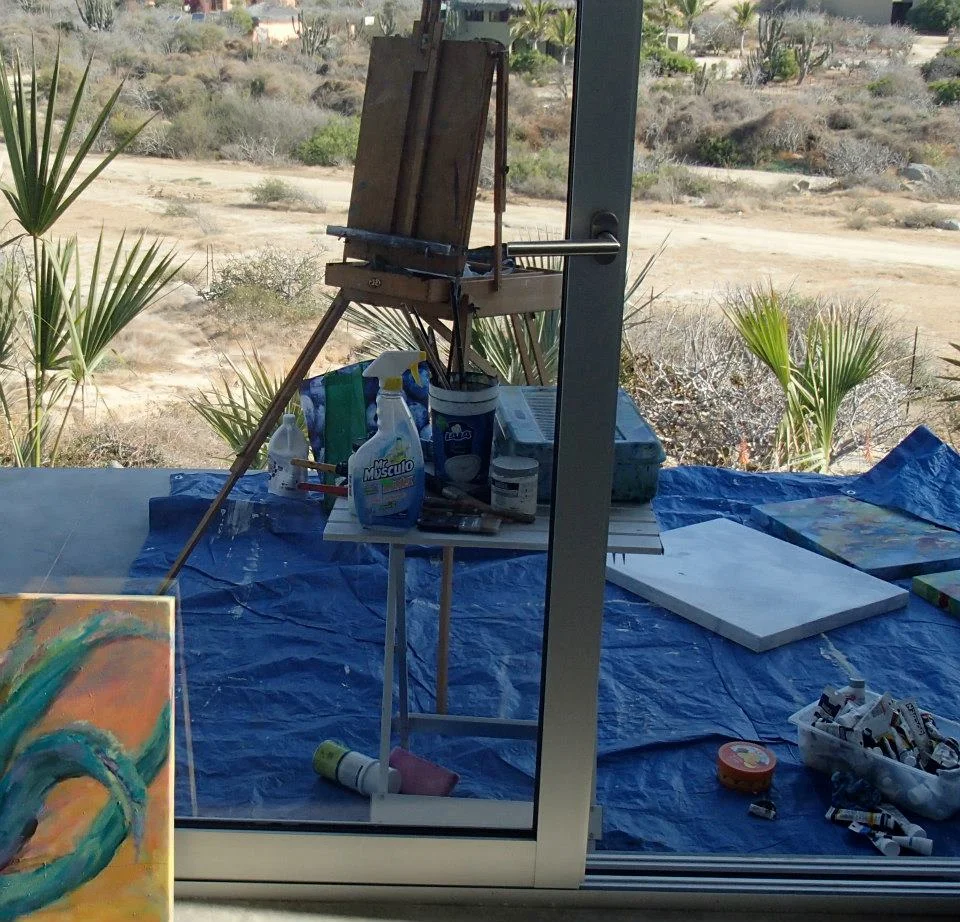My art studio on the deck in the Baja desert