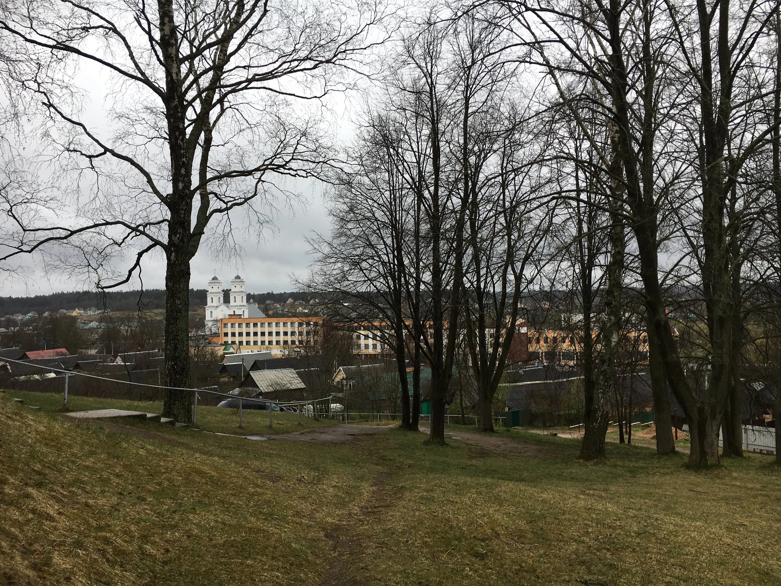 The ceramics factory. A Roman Catholic church was converted into factory offices during the Soviet era.