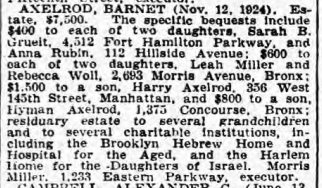 Axelrod, Barnet probate NYT 7 Feb 1925.png