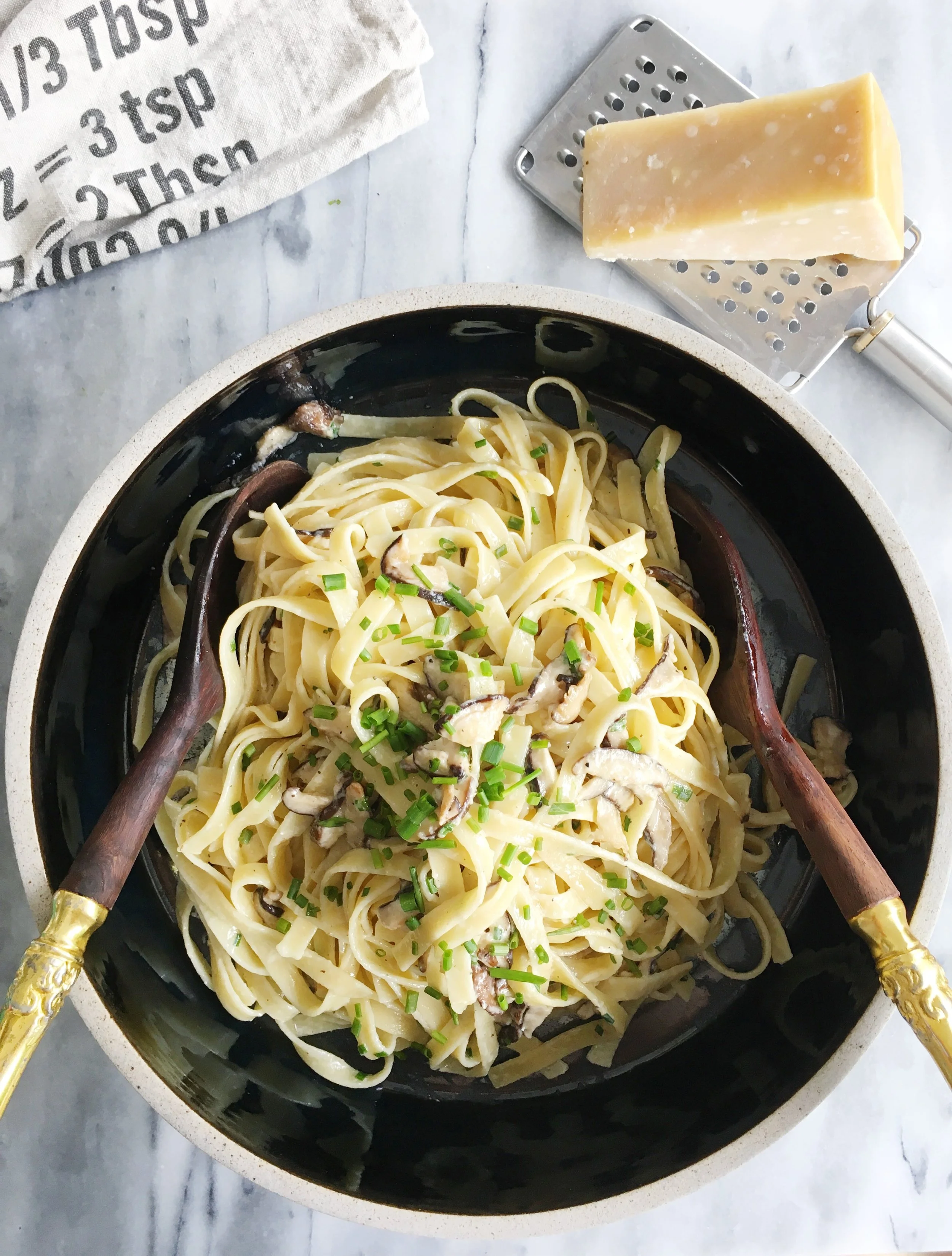 White Truffle Fettuccini Alfredo with Baby Shiitake Mushrooms