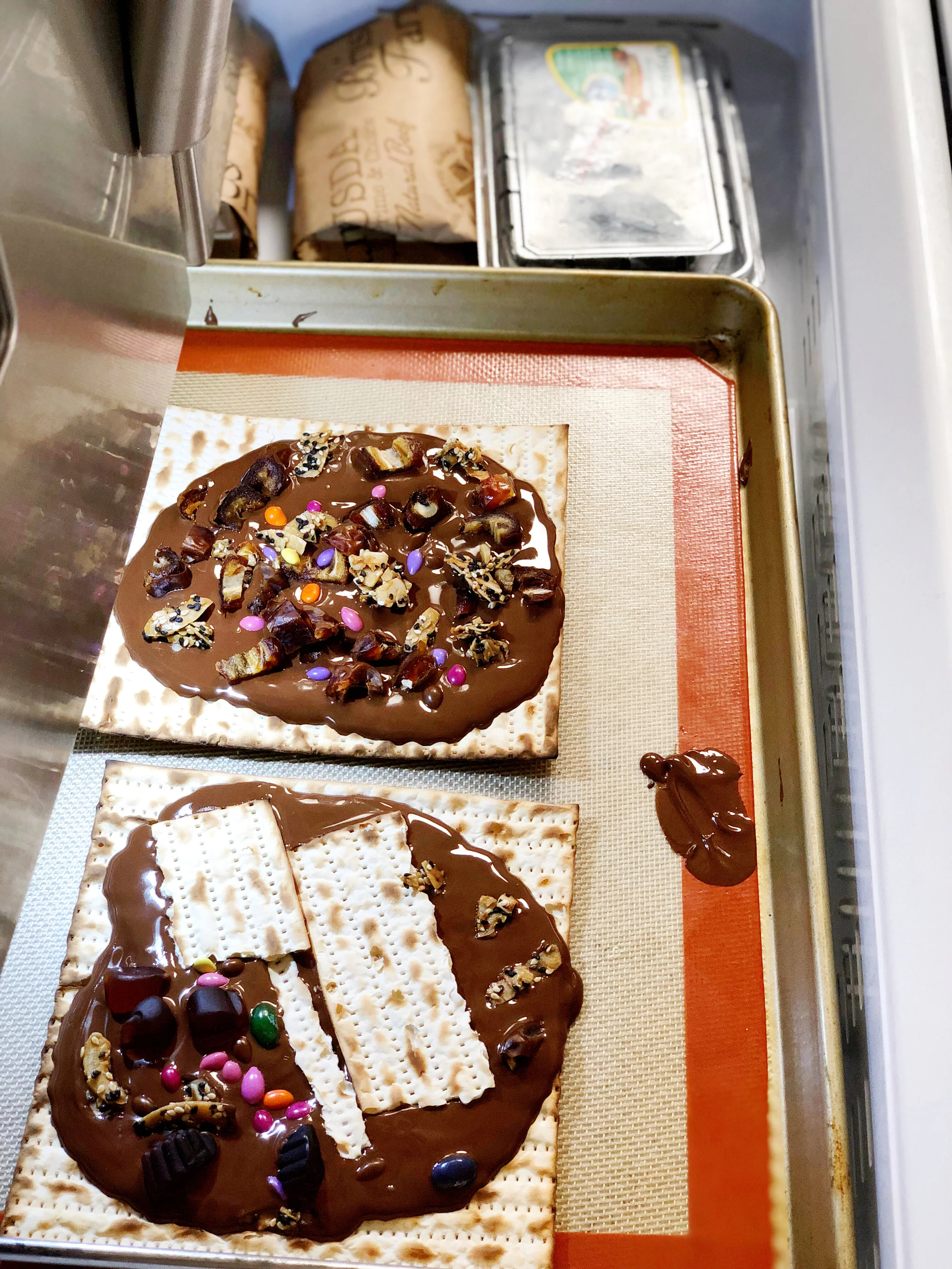 7. When you are done place the matzah in the fridge and let chill for an hour. 