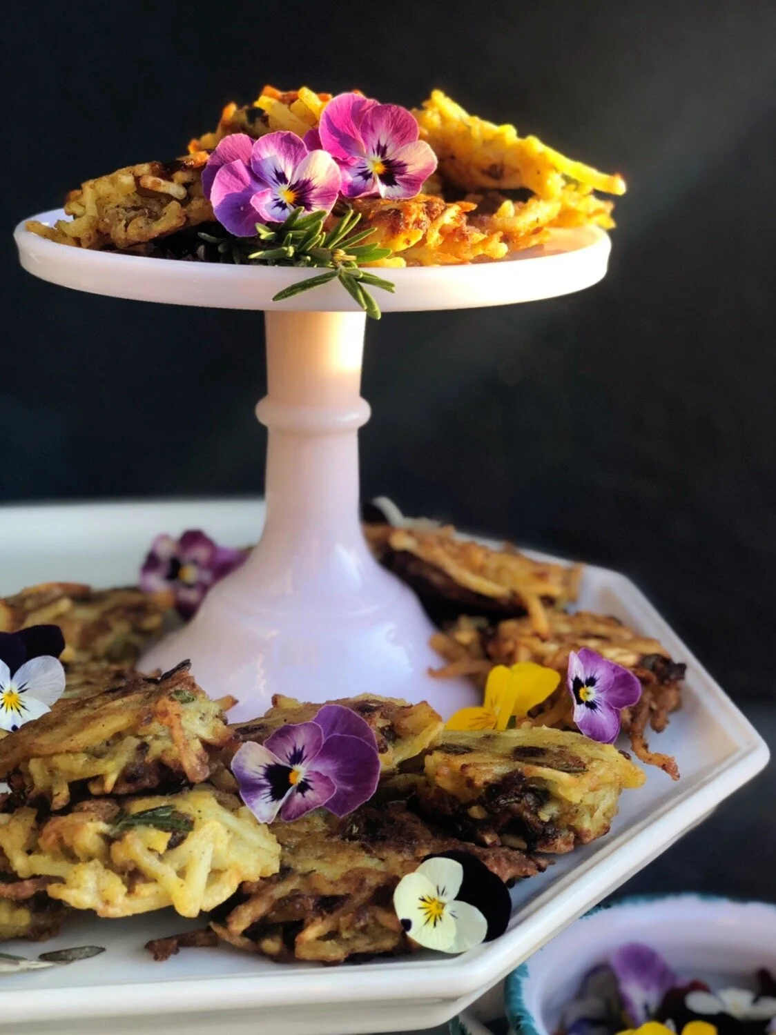 FRESH HERB &amp; CARAMELIZED ONION POTATO LATKES 
