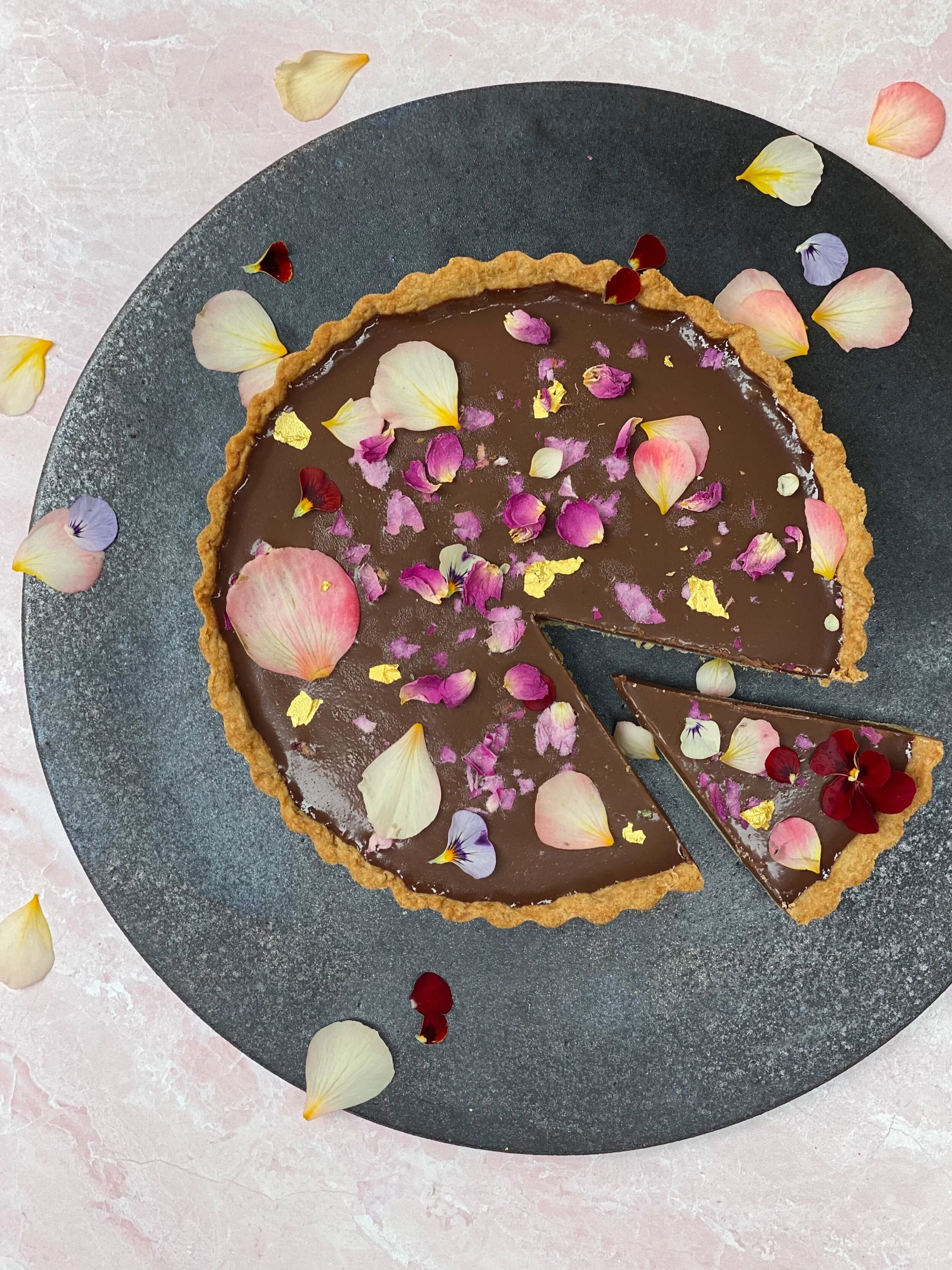 ROSE CARDAMOM CHOCOLATE TART 