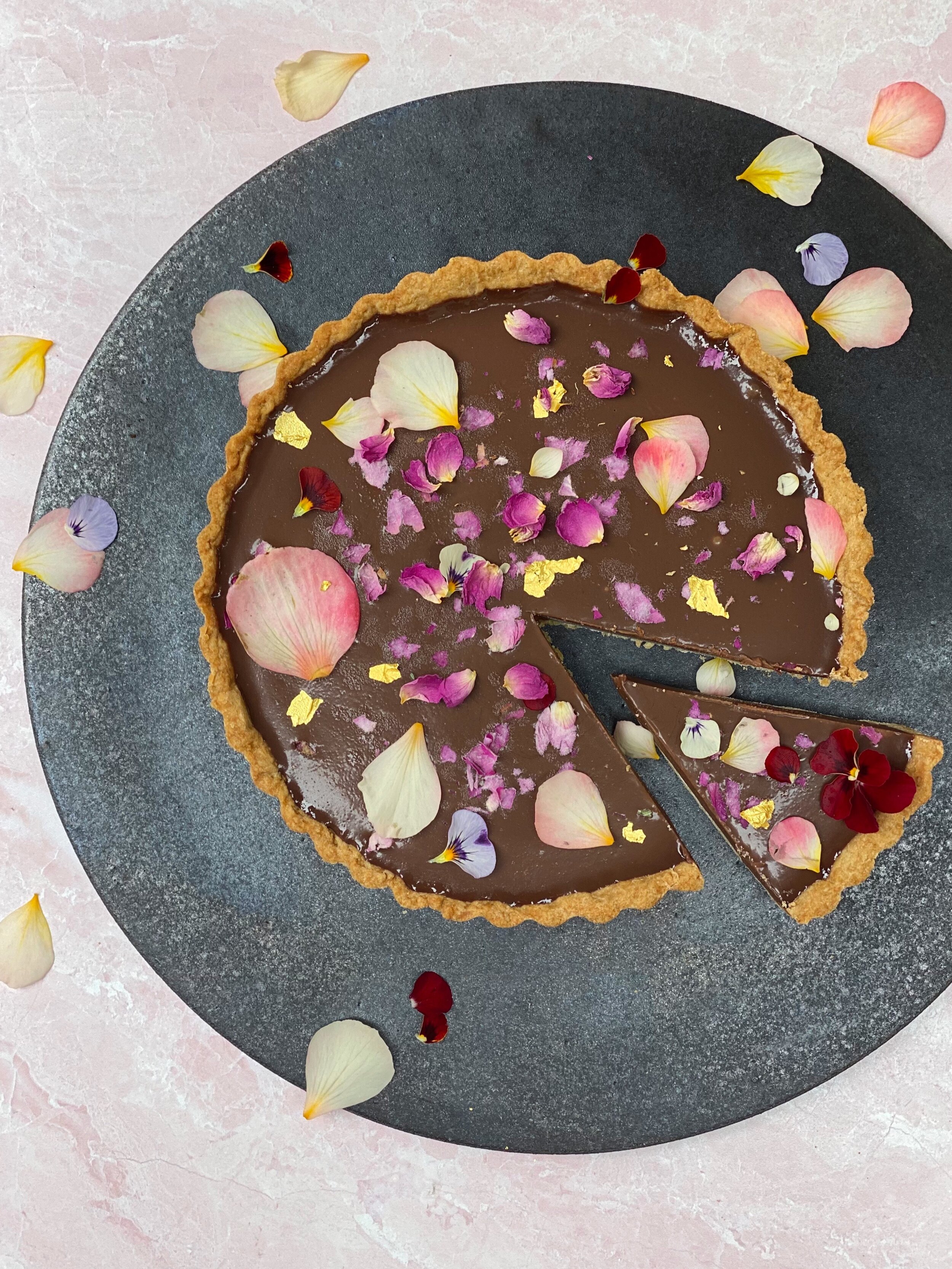 ROSE CARDAMOM CHOCOLATE TART