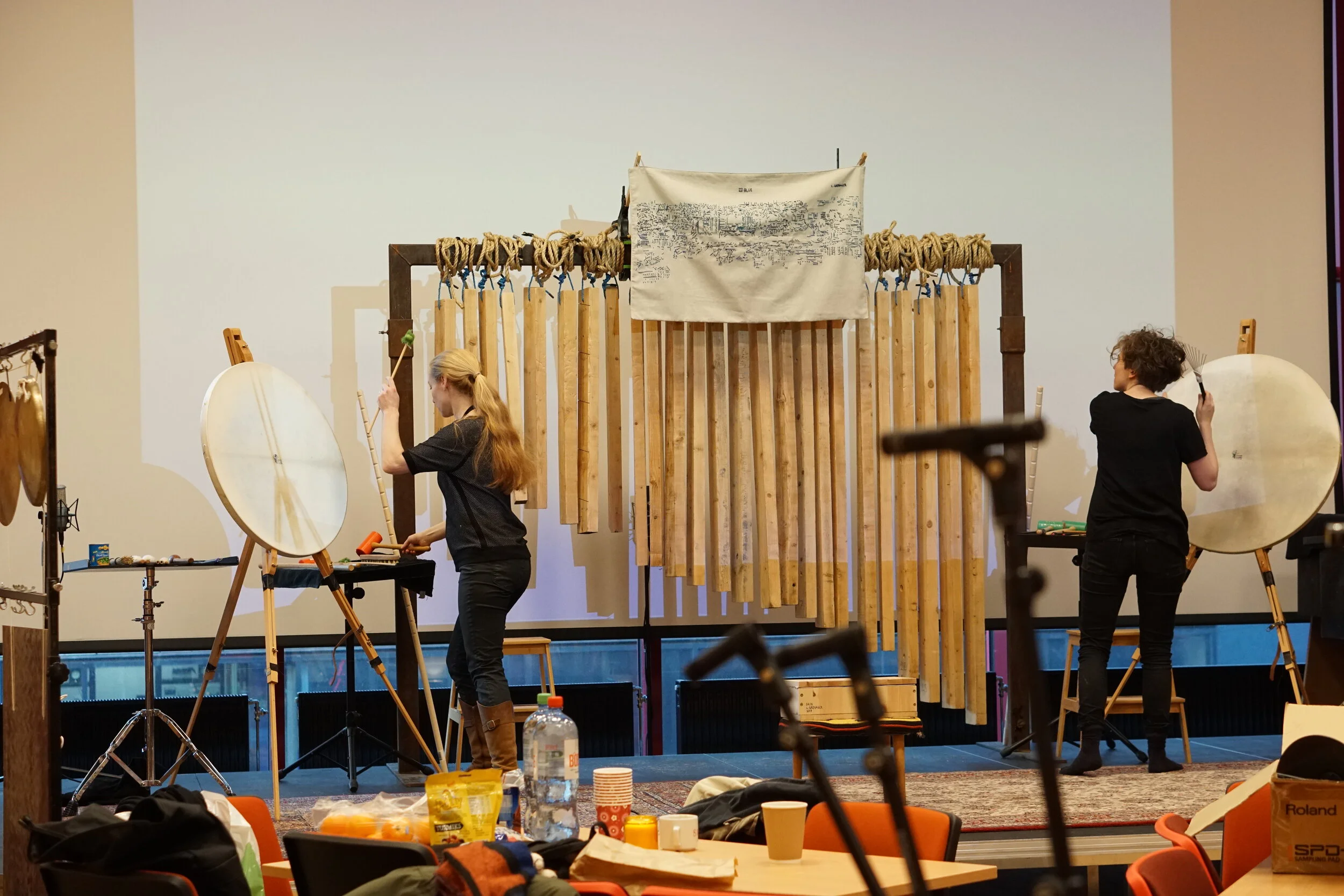 Bonnie Whiting and Jennifer Torrence in rehearsal Vega scene Oslo