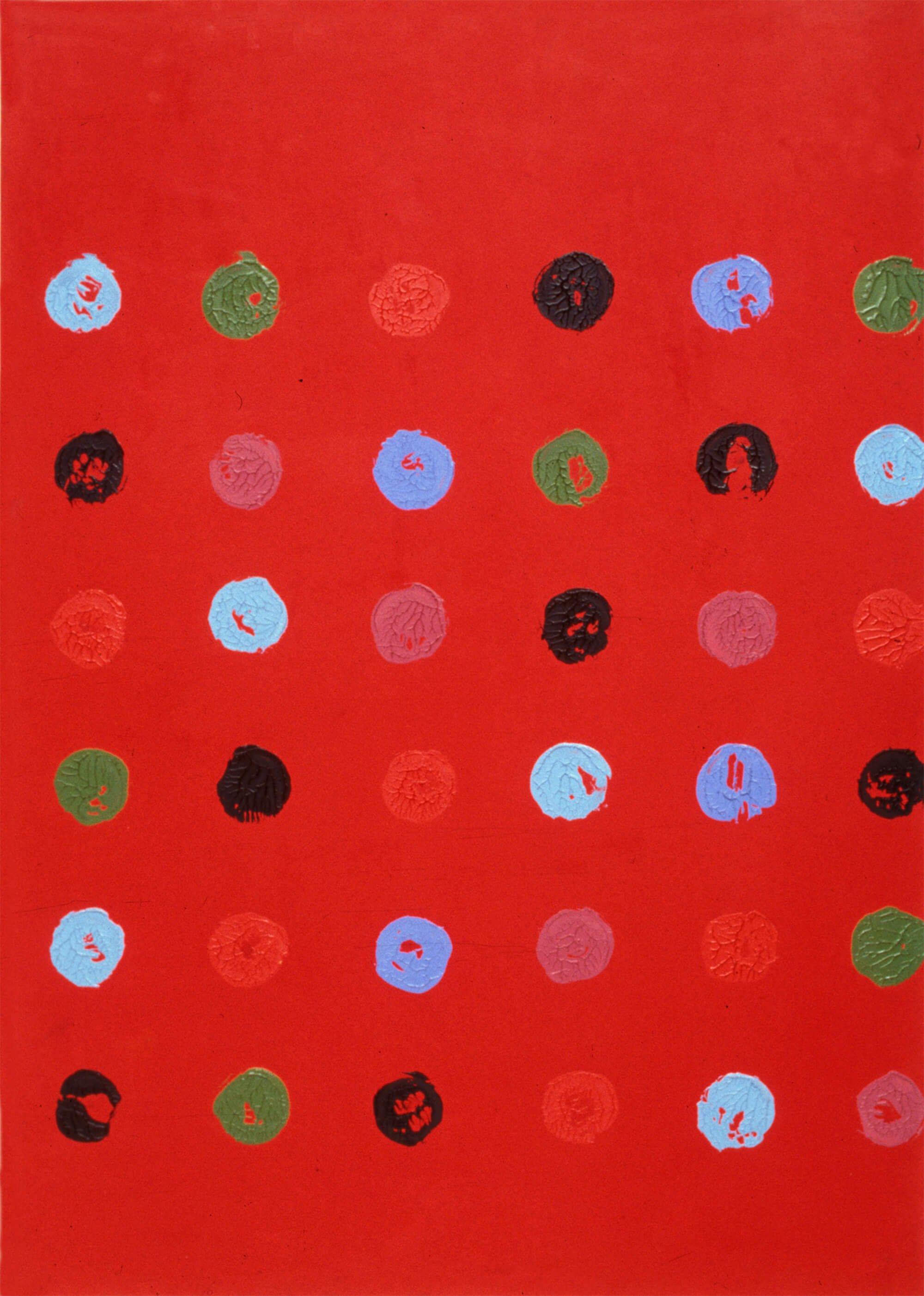 No title, 122 x 87 cm. Oil tempera on aluminum sheet, 2002