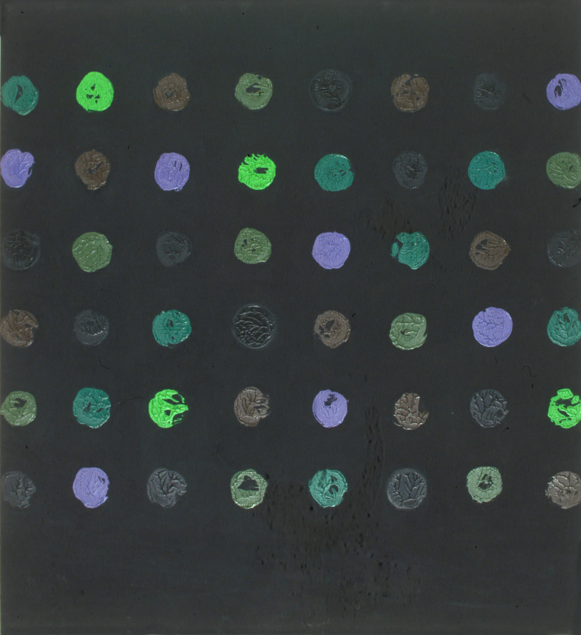No title, 122 x 112 cm. Oil tempera on aluminum sheet, 2002