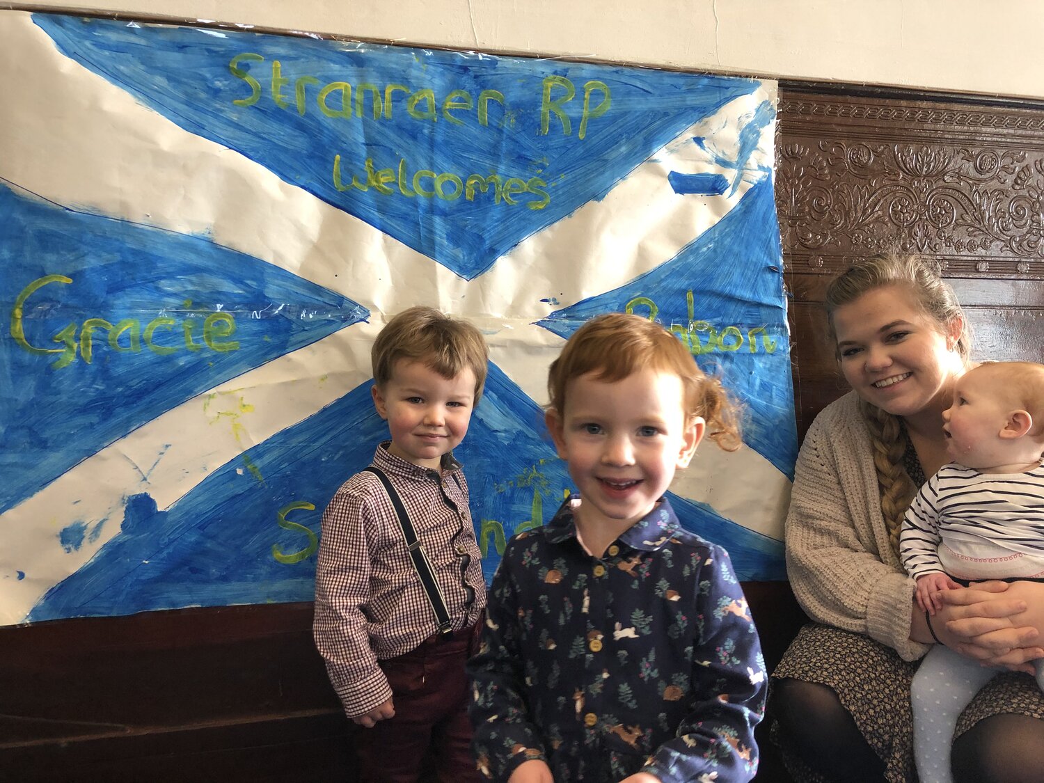 Gracie pictured with some of the church kids on Sunday