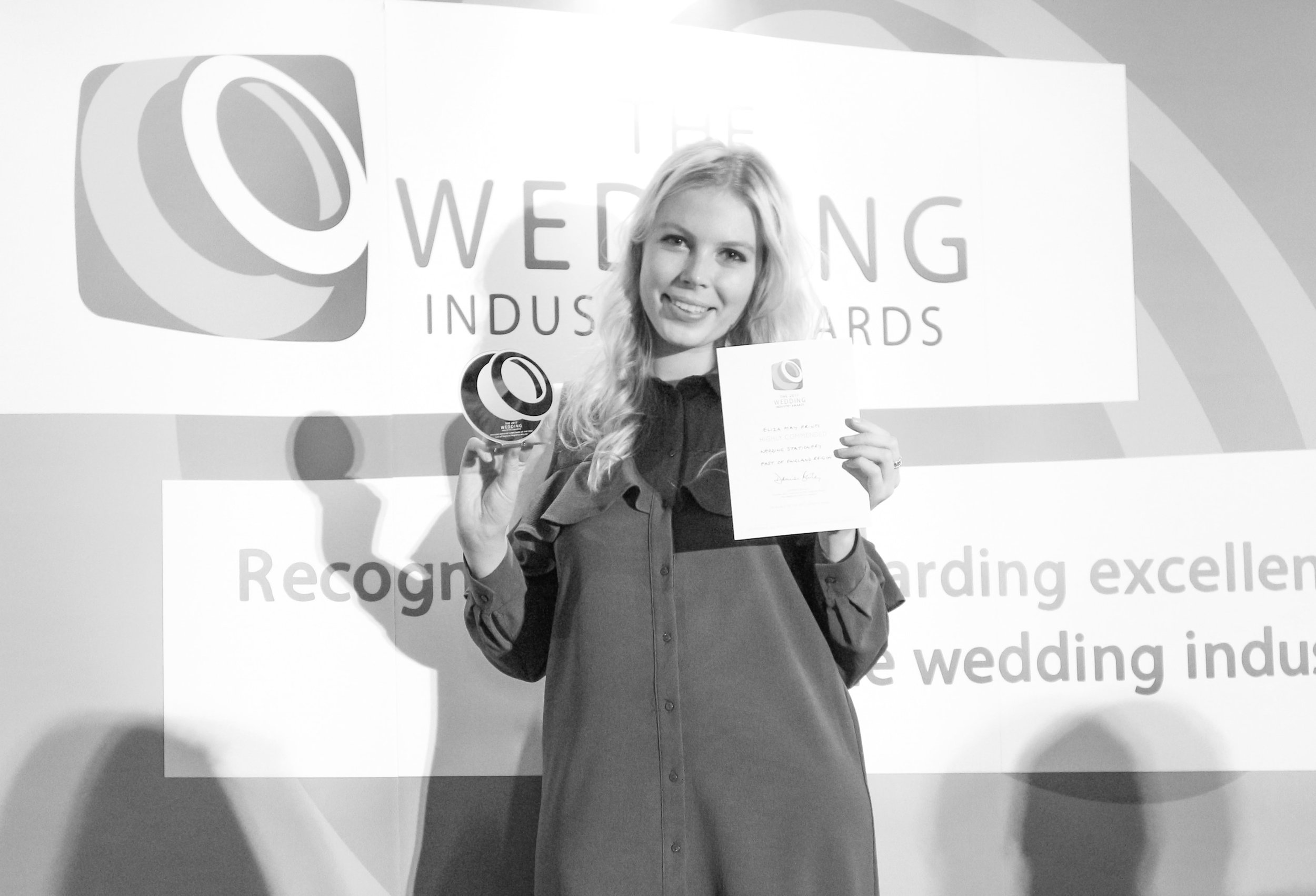 Here's the lovely Eliza receiving her award at The Wedding Industry Awards last November!