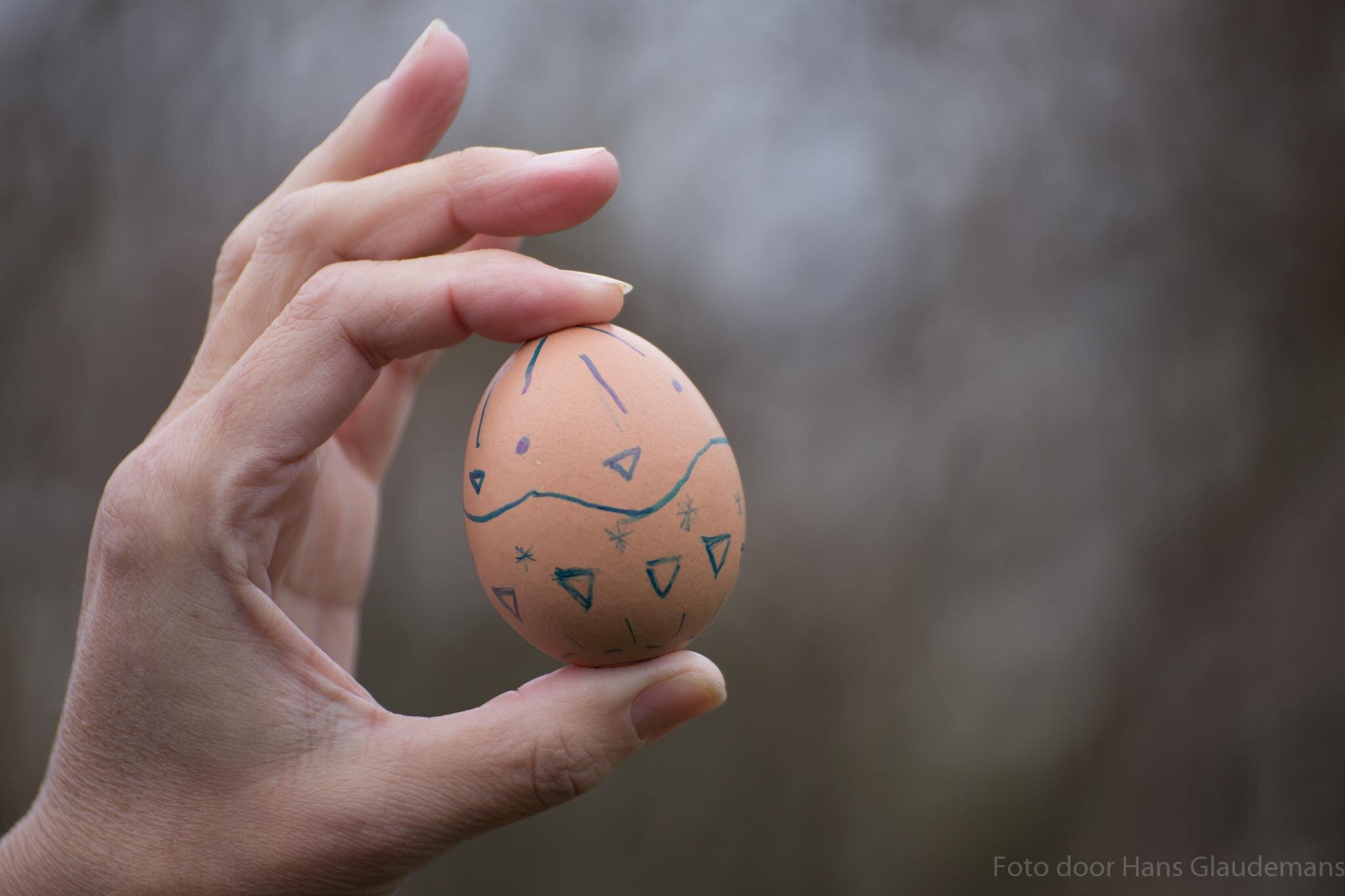 Ei met een tekening om de wens te symboliseren
