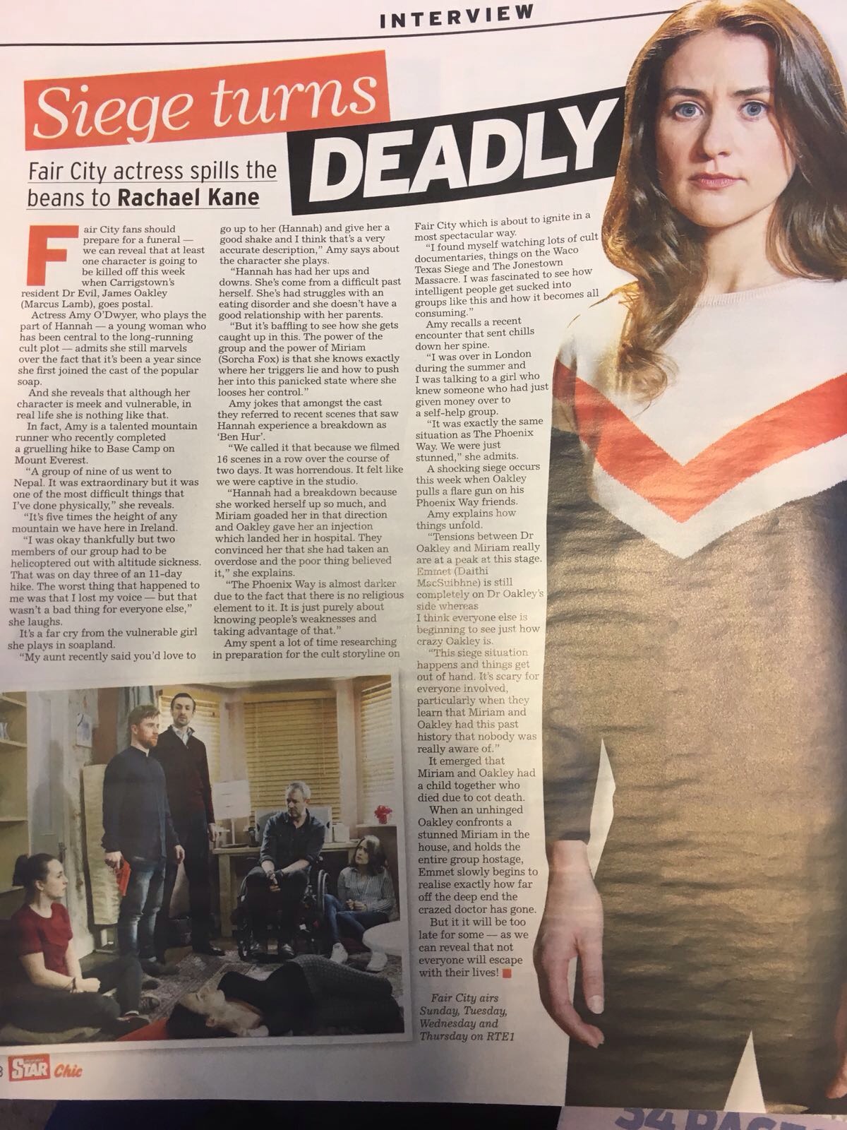 Amy bids farewell to Hannah Mark after dramatic exit last week from Fair City. She chats to Chic magazine about Base Camp, the soap and how she's nothing like her character