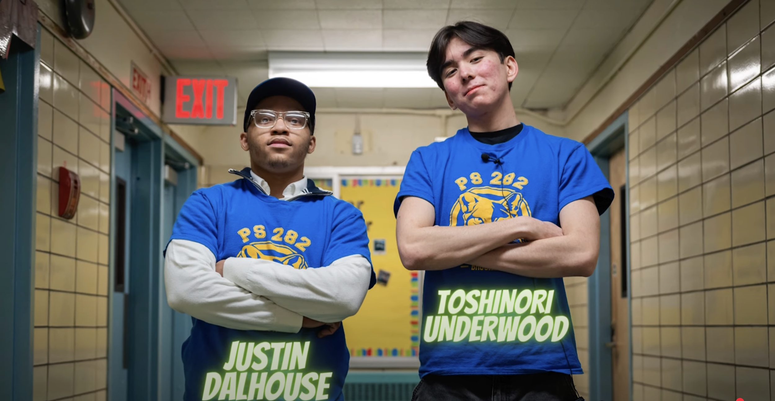 CHESS ALUMNI JUSTIN &amp; TOSHI SIGN P.S. 282 HALL OF FAME CHESS BOARD