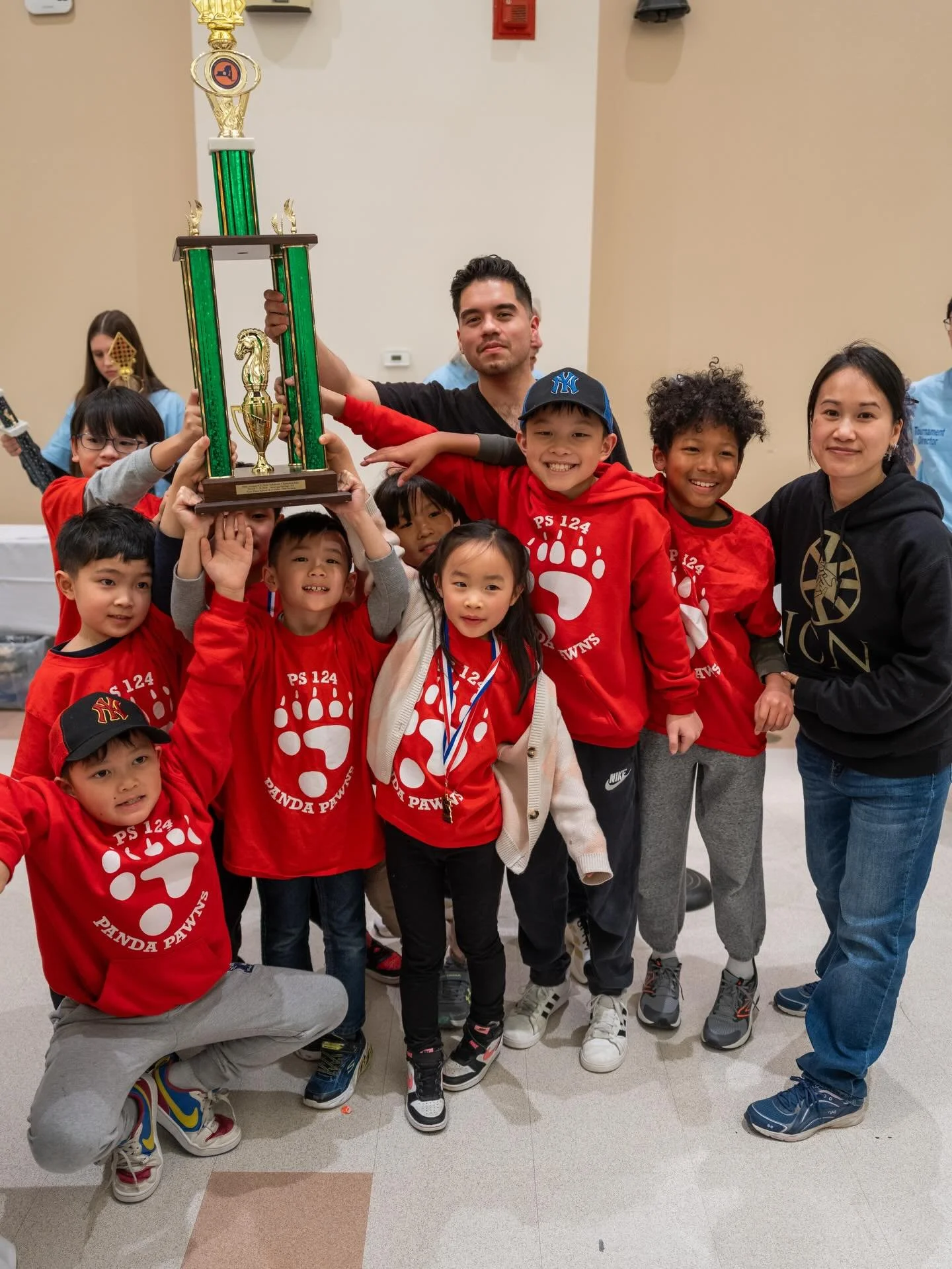 The legendary PS 124 Panda Pawns from Chinatown, Manhattan, once again walk the NY State Championship stage, as they secure clear 1st place in K-5 U1000 section at the 58th Annual NY State Chess Championship held in Saratoga, NY! 

The team was led b
