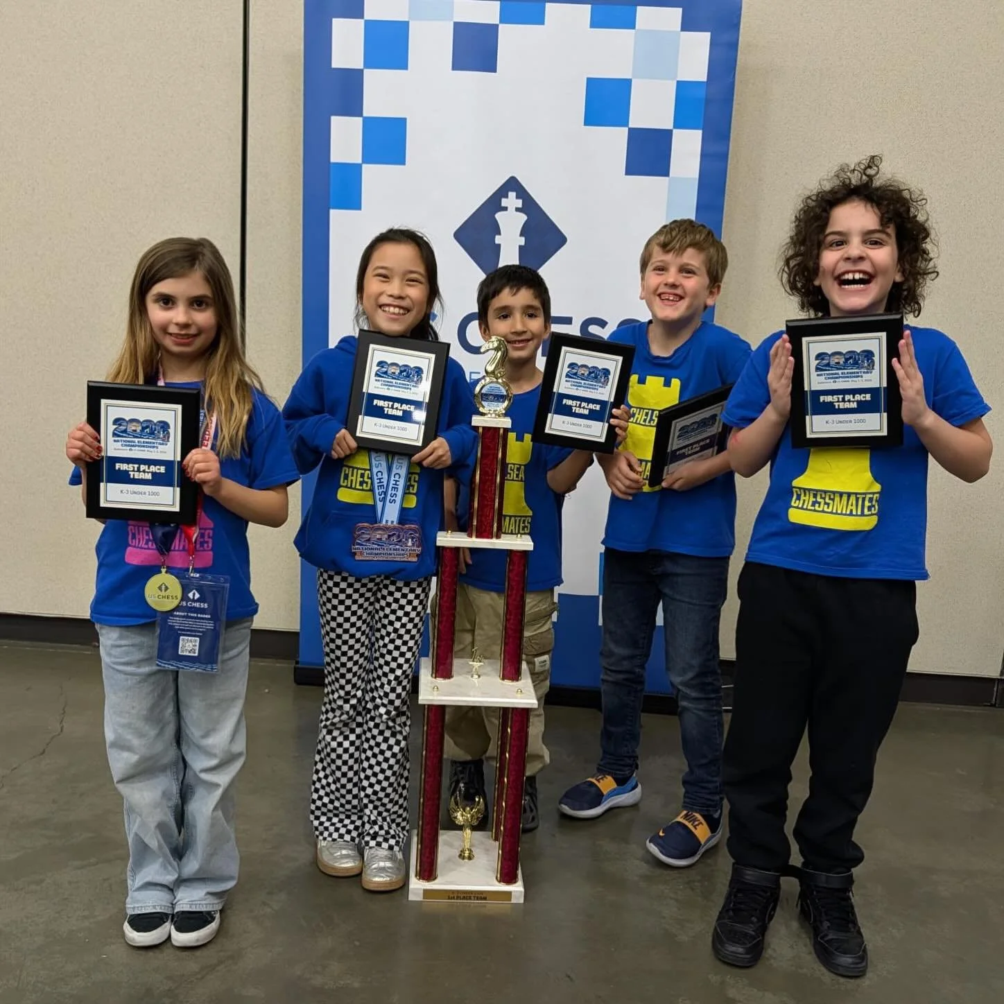 All smiles as PS 11 secures 1st place in the K3 u1000 section at the Elementary Nationals! @chelseachessmates @ptaps11 #ps11chess #chelseachessmates