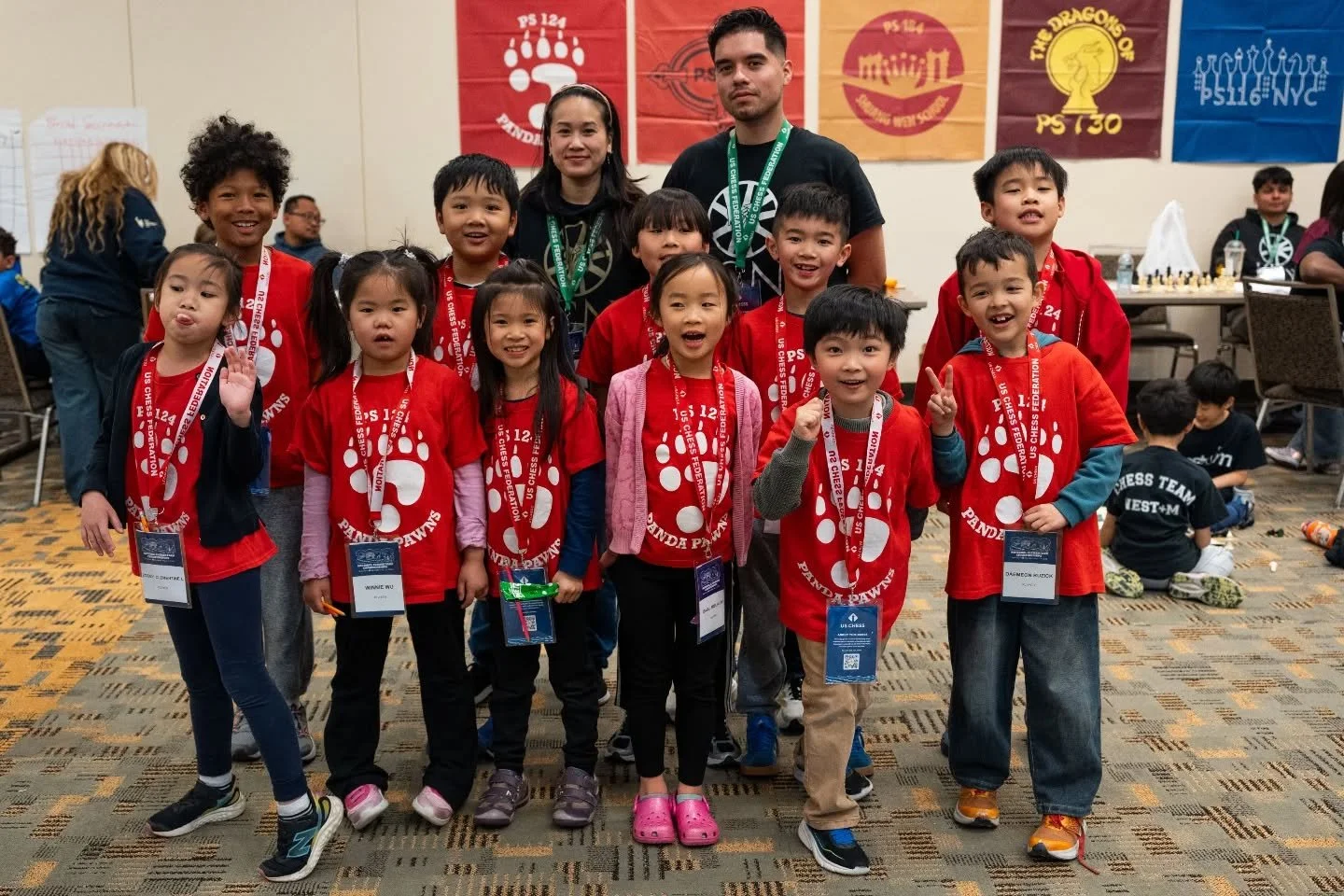 Panda-monium from PS 124's return from its first Elementary Nationals with a complete team! Our K-3 u1000 team finished 10th place in their division - led by Oliver's 5 points, who finished 28th place individually. Zooey placed 19th individually, wit