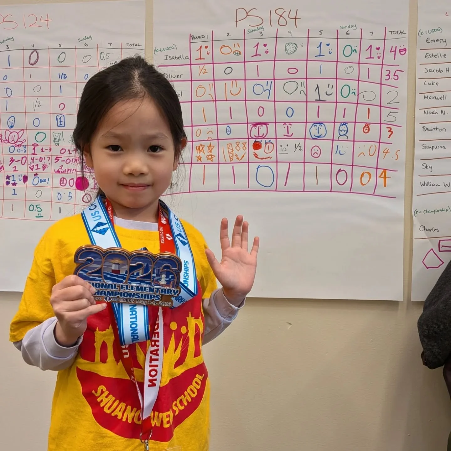 Congratulations to Kerah, who won an individual award for a 30th place tied finish in the K-3 u600 section! PS 184 did not have complete teams in any of their competing divisions as that required a minimum of four kids in the same section, but the ki