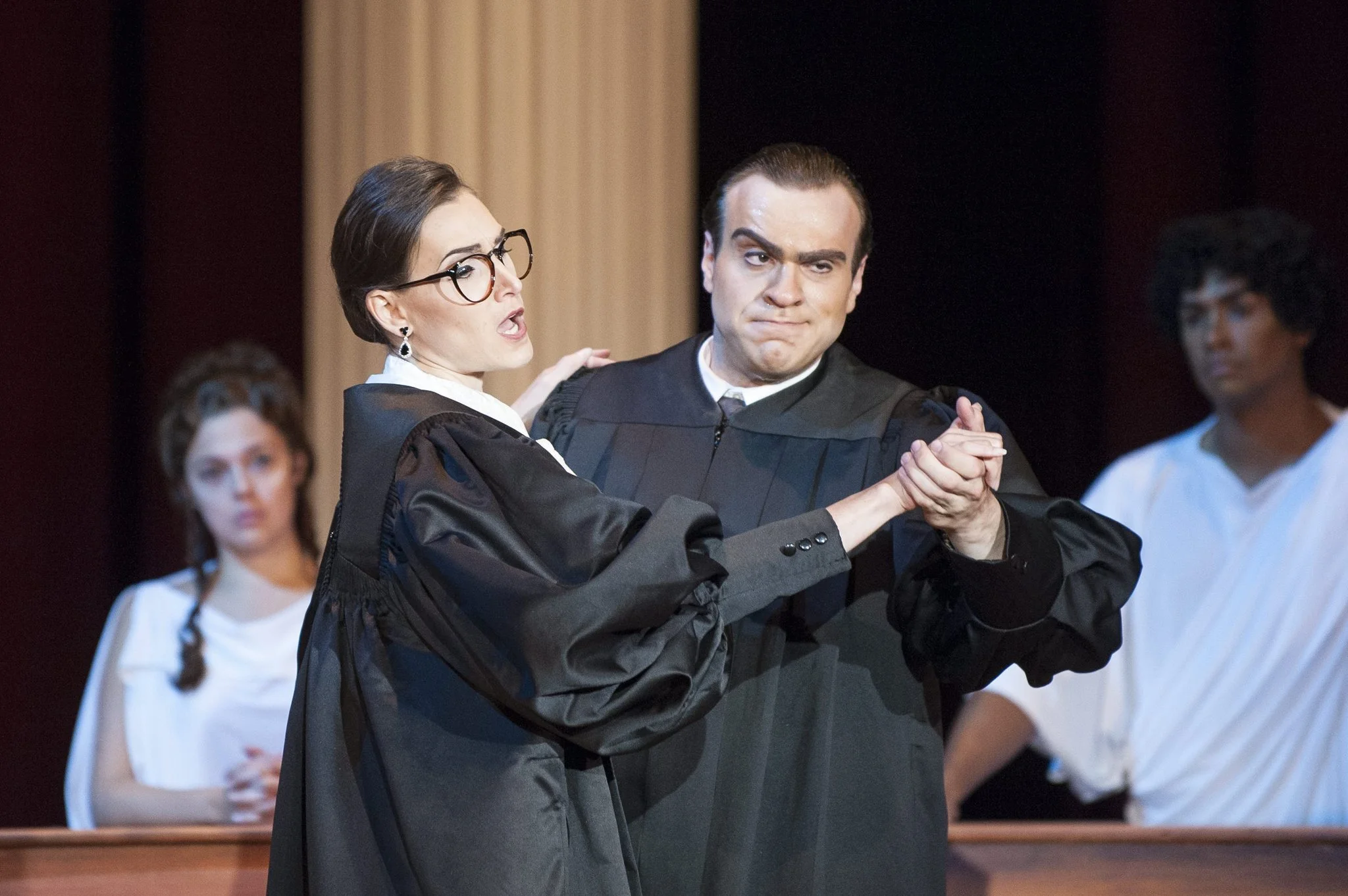 This is your reminder that there is an opera about Scalia and Ginsburg. This is a still from said opera. We live in the best of all possible worlds.