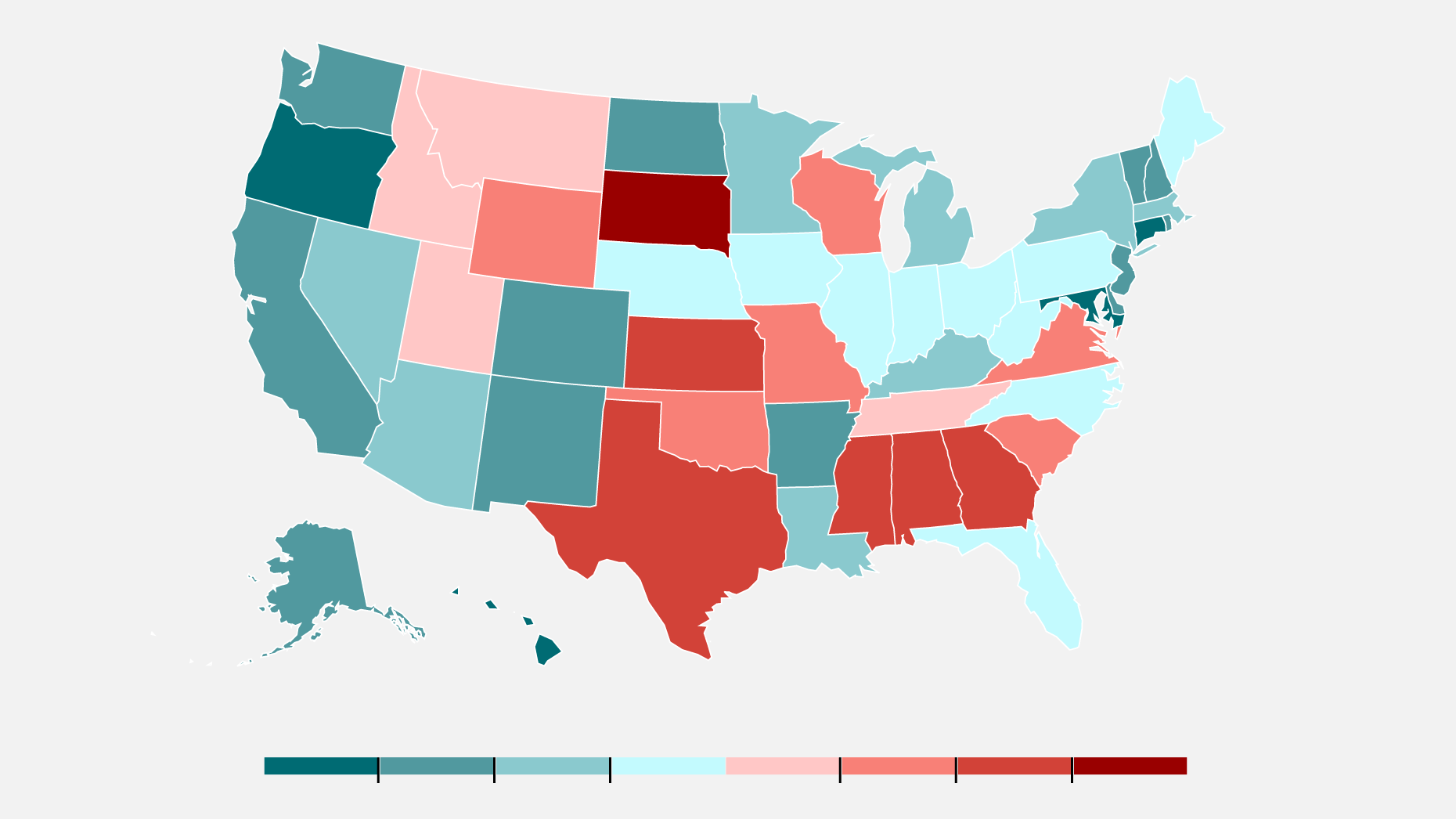 The red means a funding increase, the blue means a funding decrease. Thanks CNN !