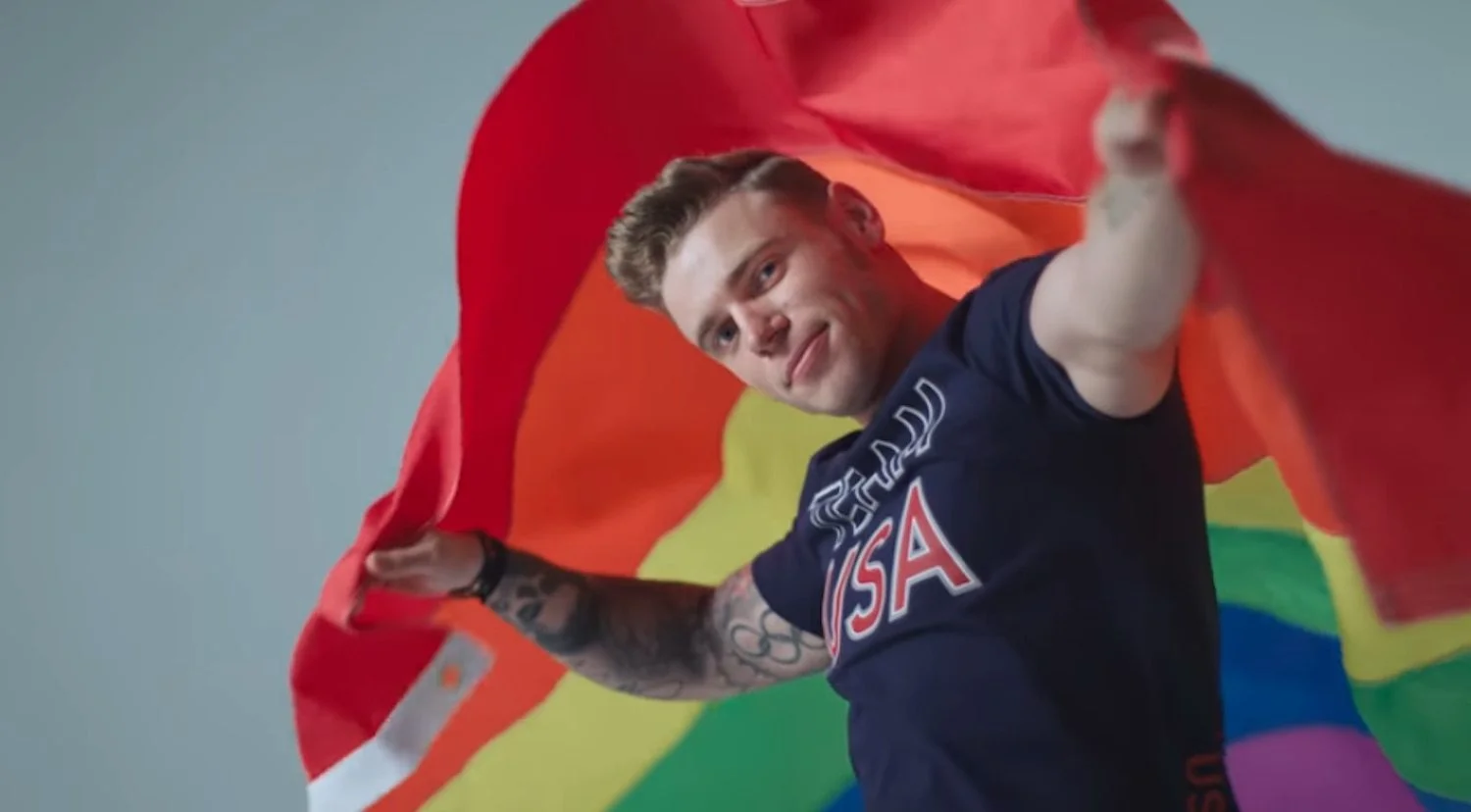 THIS IS A NATIONAL COMMERCIAL THAT IS GOING TO AIR IN THE OLYMPICS WITH A GAY ATHLETE HOLDING THE RAINBOW FLAG!