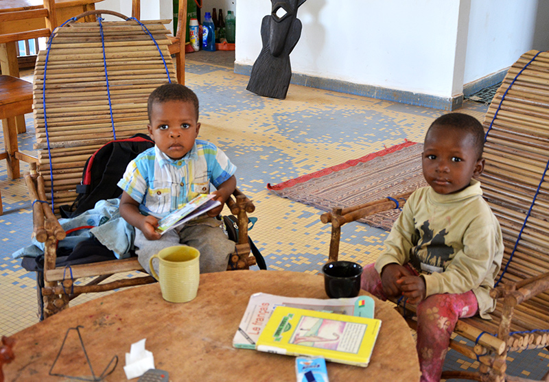 Two young men at Julie's home, 2016