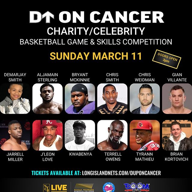 TOMORROW...
SUNDAY, MARCH 11th‼️ &bull;IT&rsquo;S GOING DOWN at @nycblive &ldquo;Home Of The Nassau Coliseum&rdquo; &bull;NBA G-League @longislandnets starts at 3:00pm &bull;D⬆OnCancer Charity/Celebrity Basketball Game &amp; Skills Competition starts