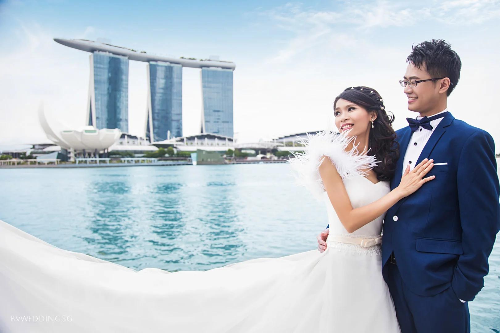 pre-wedding photoshoot at marina bay sands