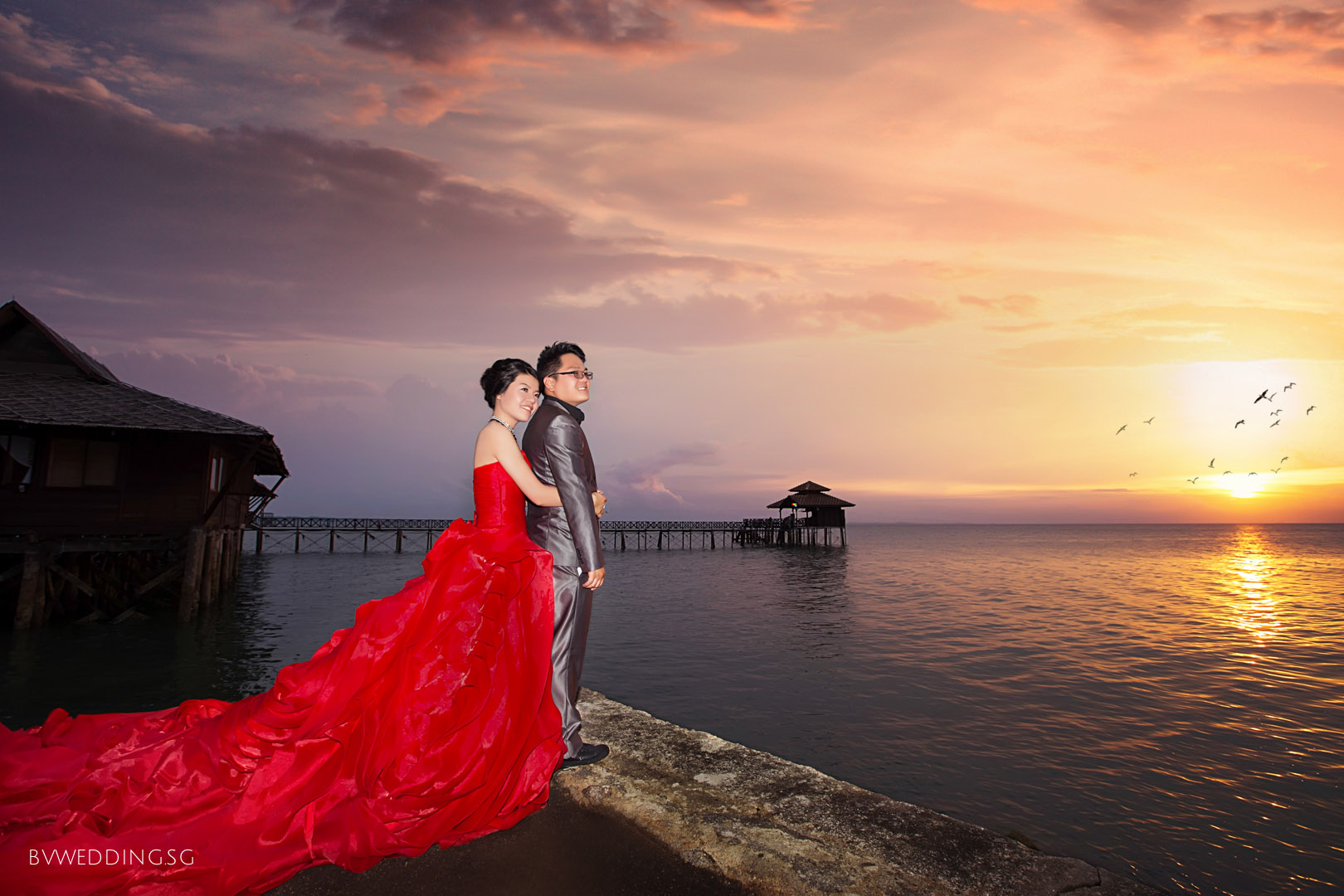 Pre-wedding photoshoot at bintan island with sunset