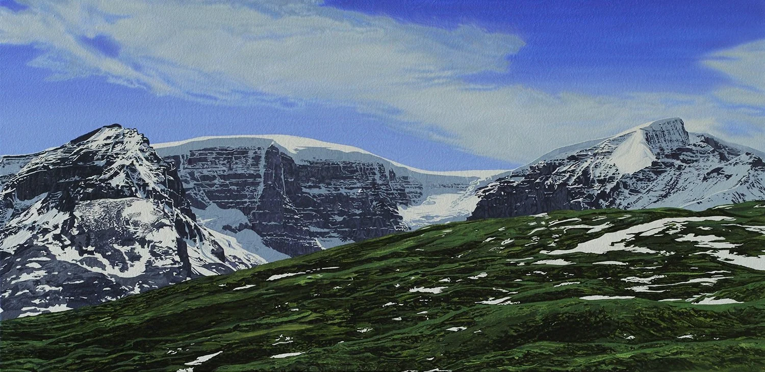 Pastures green. (Snowdome from Wilcox pass meadows)